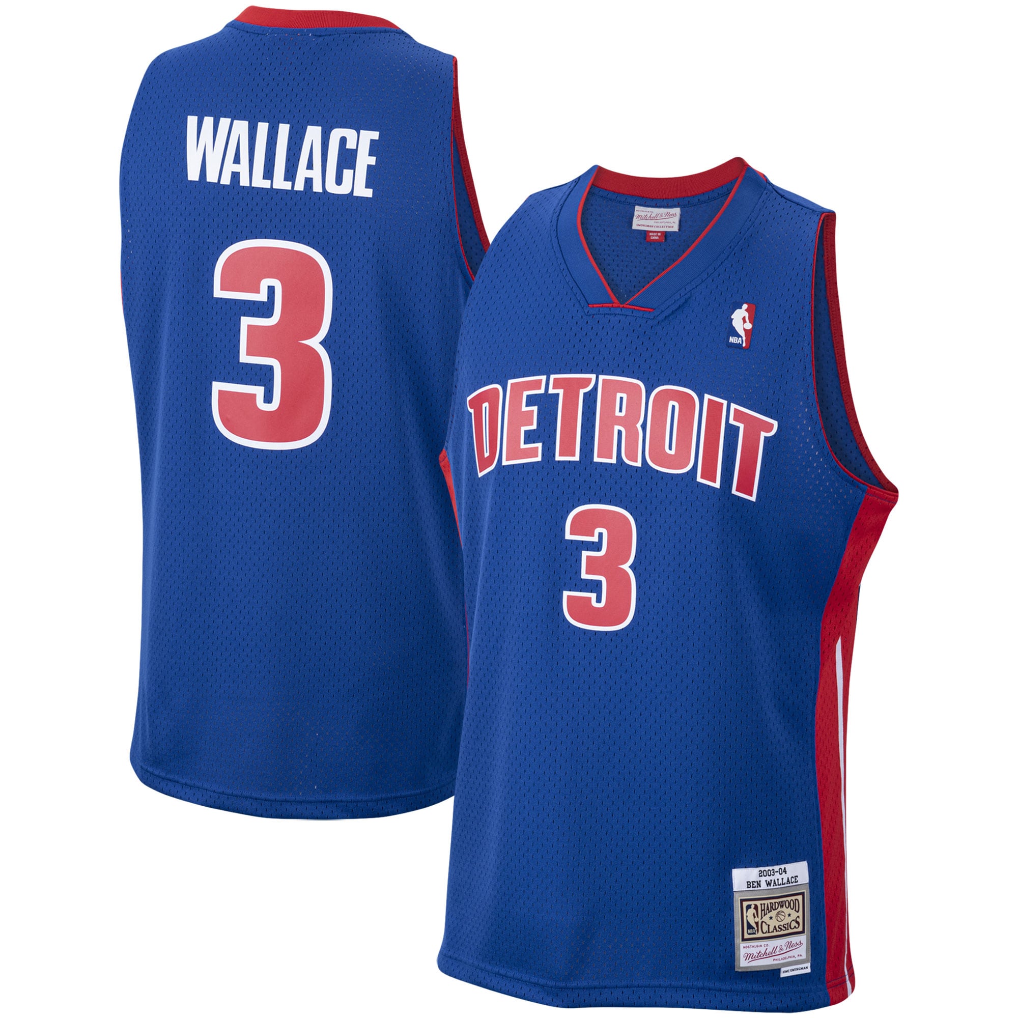Ben Wallace Detroit Pistons Mitchell & Ness Hardwood Classics Swingman Jersey - Royal - vstockx