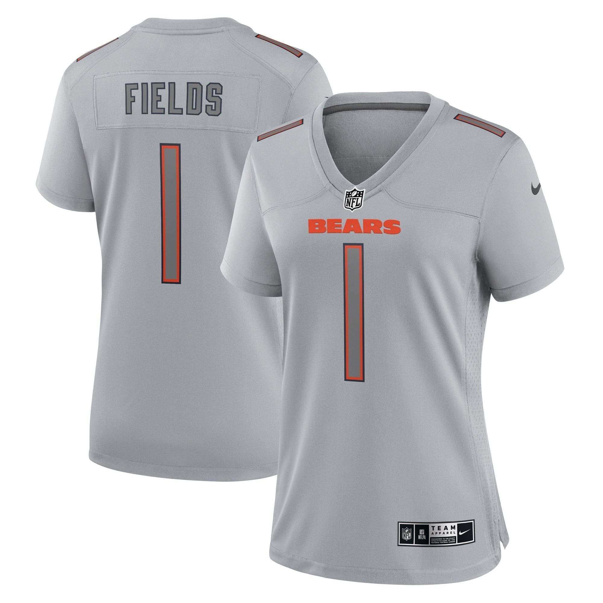 Women's Nike Justin Fields Gray Chicago Bears Atmosphere Fashion Game Jersey - vstockx