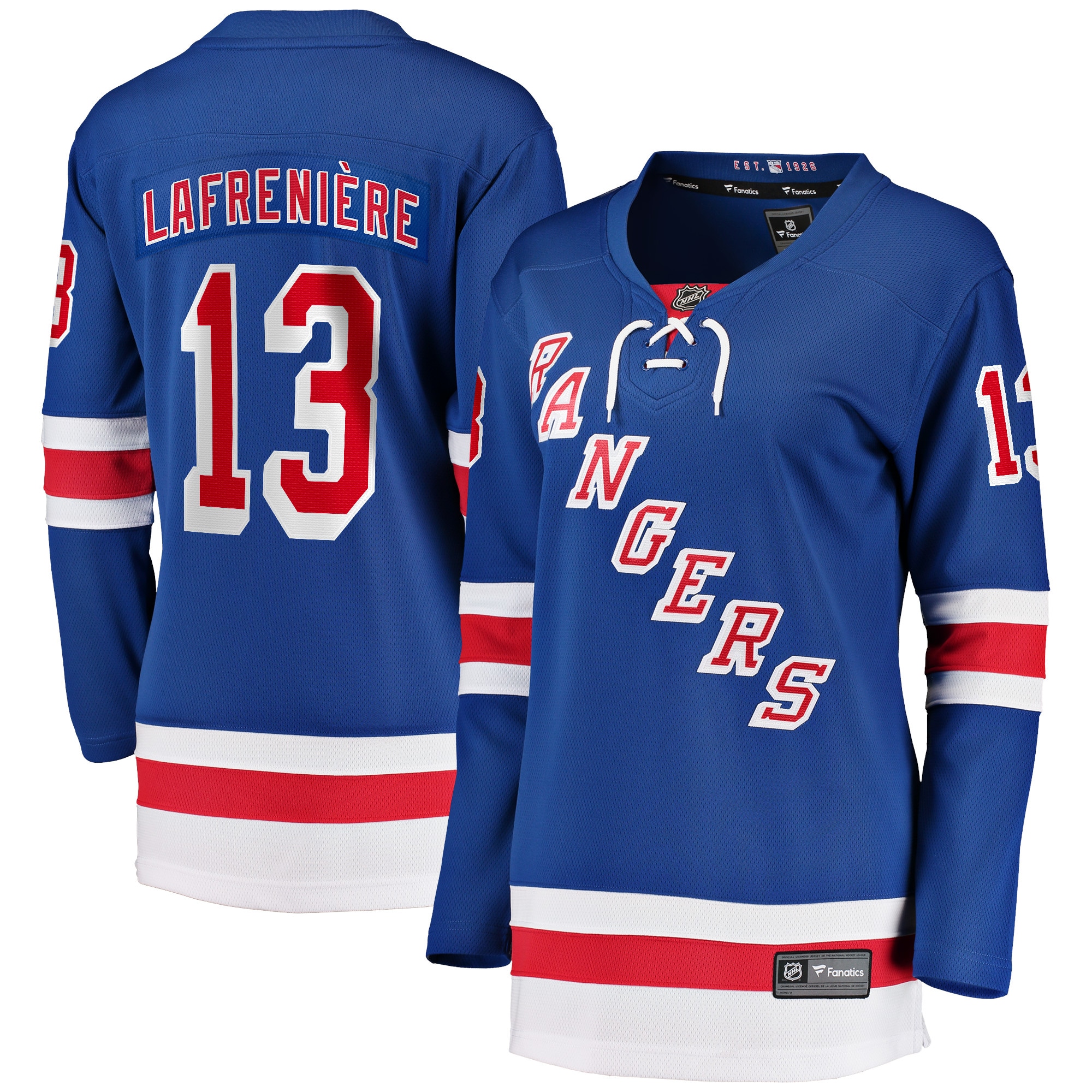 Alexis Lafreniere New York Rangers Fanatics Branded Women's Home Premier Breakaway Player Jersey - Blue - vstockx