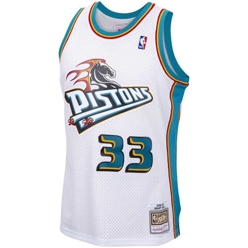 Men's Detroit Pistons Grant Hill Mitchell & Ness White 1998-99 Hardwood Classics Swingman Jersey - vstockx