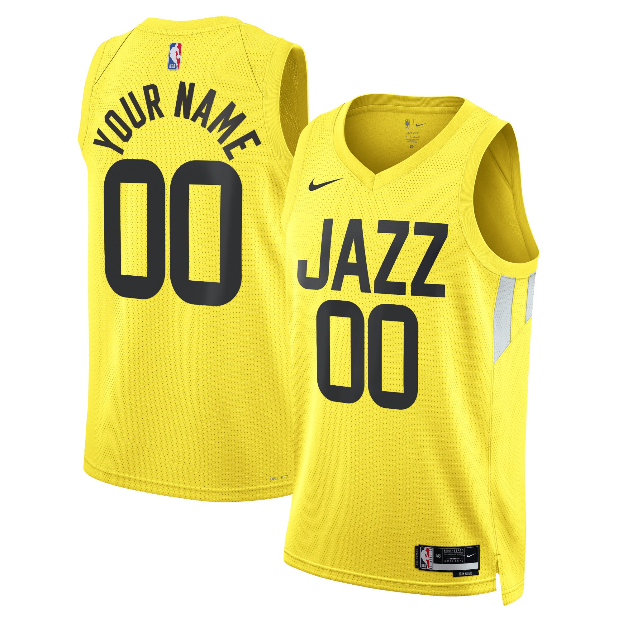 Utah Jazz Nike Unisex Swingman Custom Jersey Gold - Icon Edition - vstockx