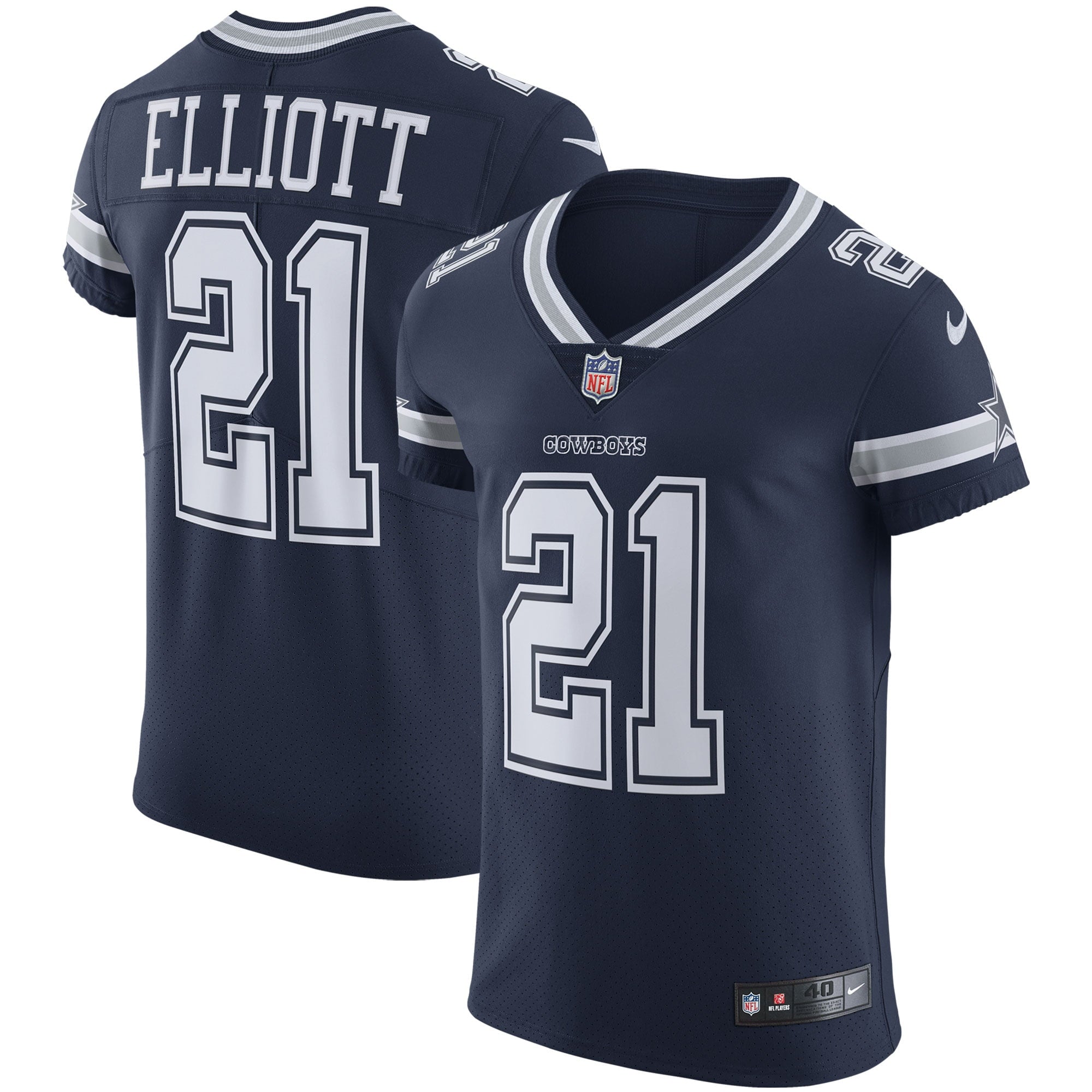 Men's Nike Ezekiel Elliott Navy Dallas Cowboys Vapor Elite Jersey - vstockx