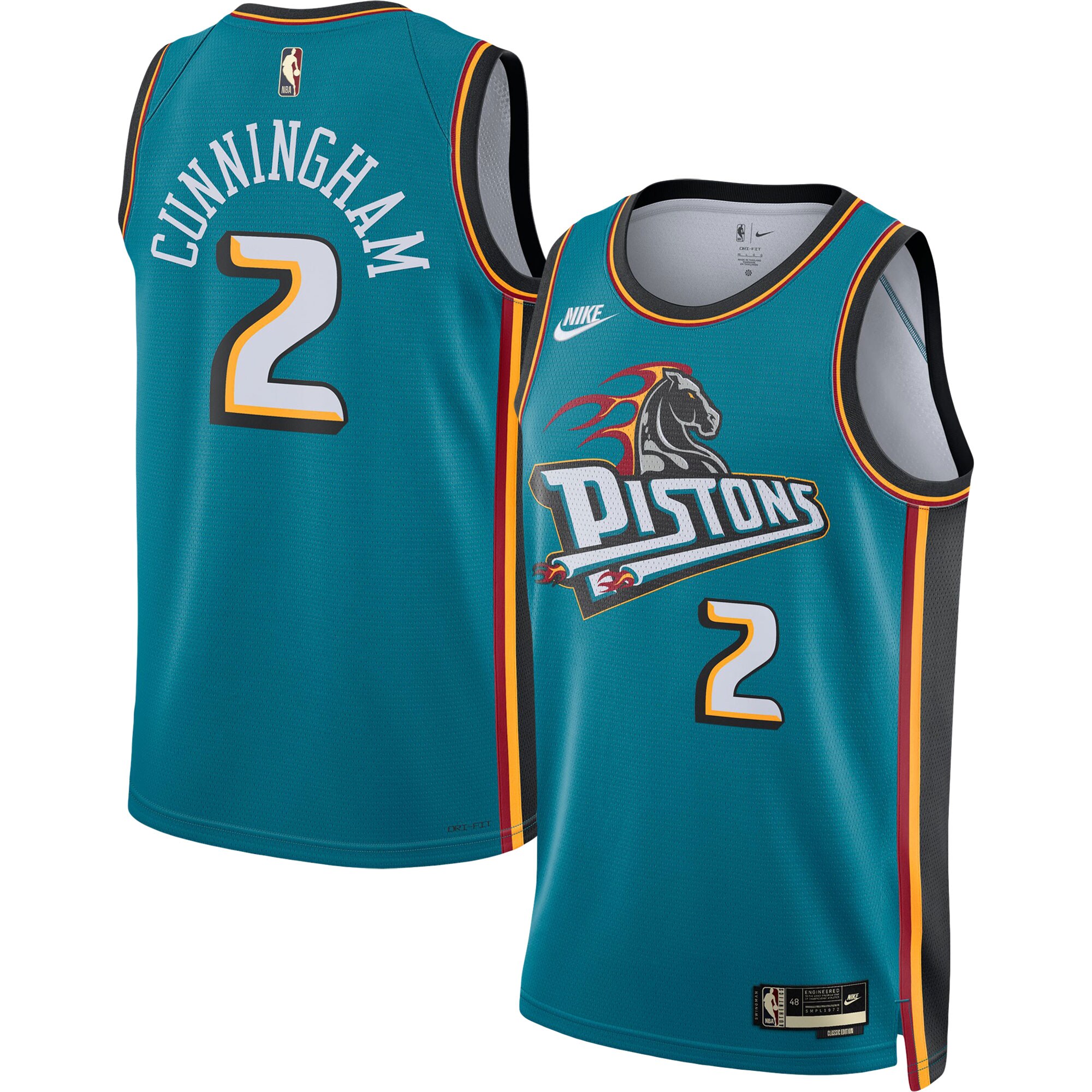 Cade Cunningham Detroit Pistons Nike Swingman Jersey - Classic Edition - Teal - vstockx