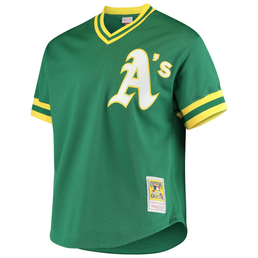 Men's Oakland Athletics Rickey Henderson 1991 Mitchell & Ness Green Cooperstown 1987 Mesh Batting Practice Jersey - vstockx
