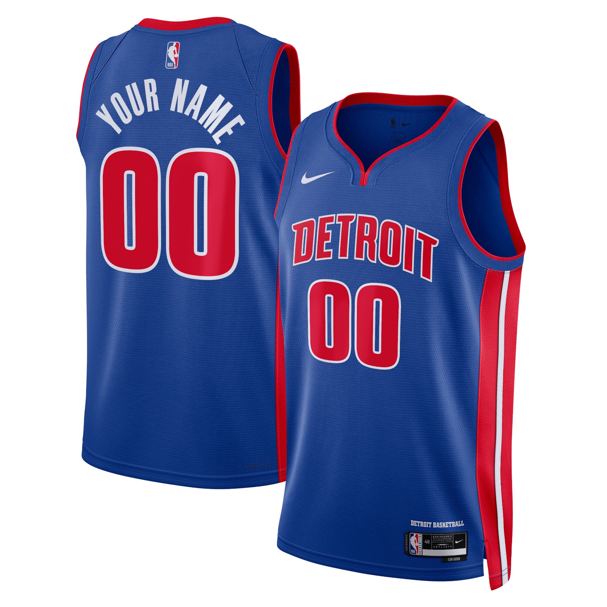 Detroit Pistons Nike Unisex Swingman Custom Jersey Blue - Icon Edition - vstockx