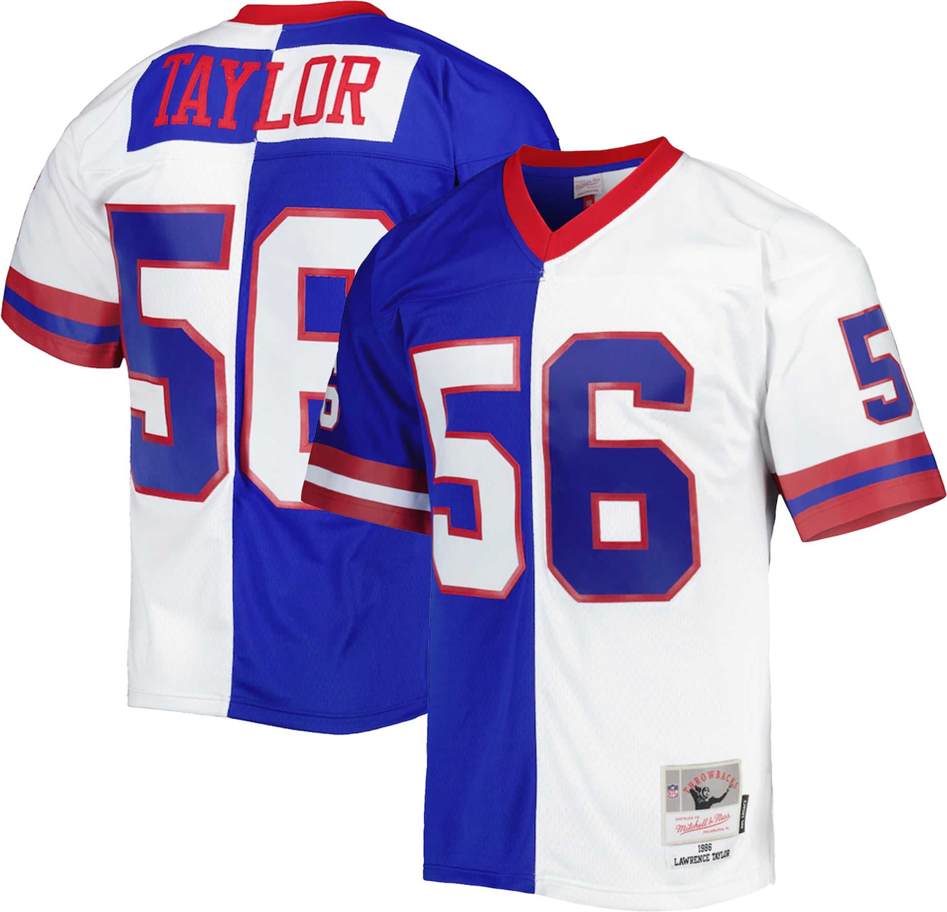Lawrence Taylor New York Giants Mitchell & Ness 1986 Split Legacy Replica Jersey - Royal/White - vstockx