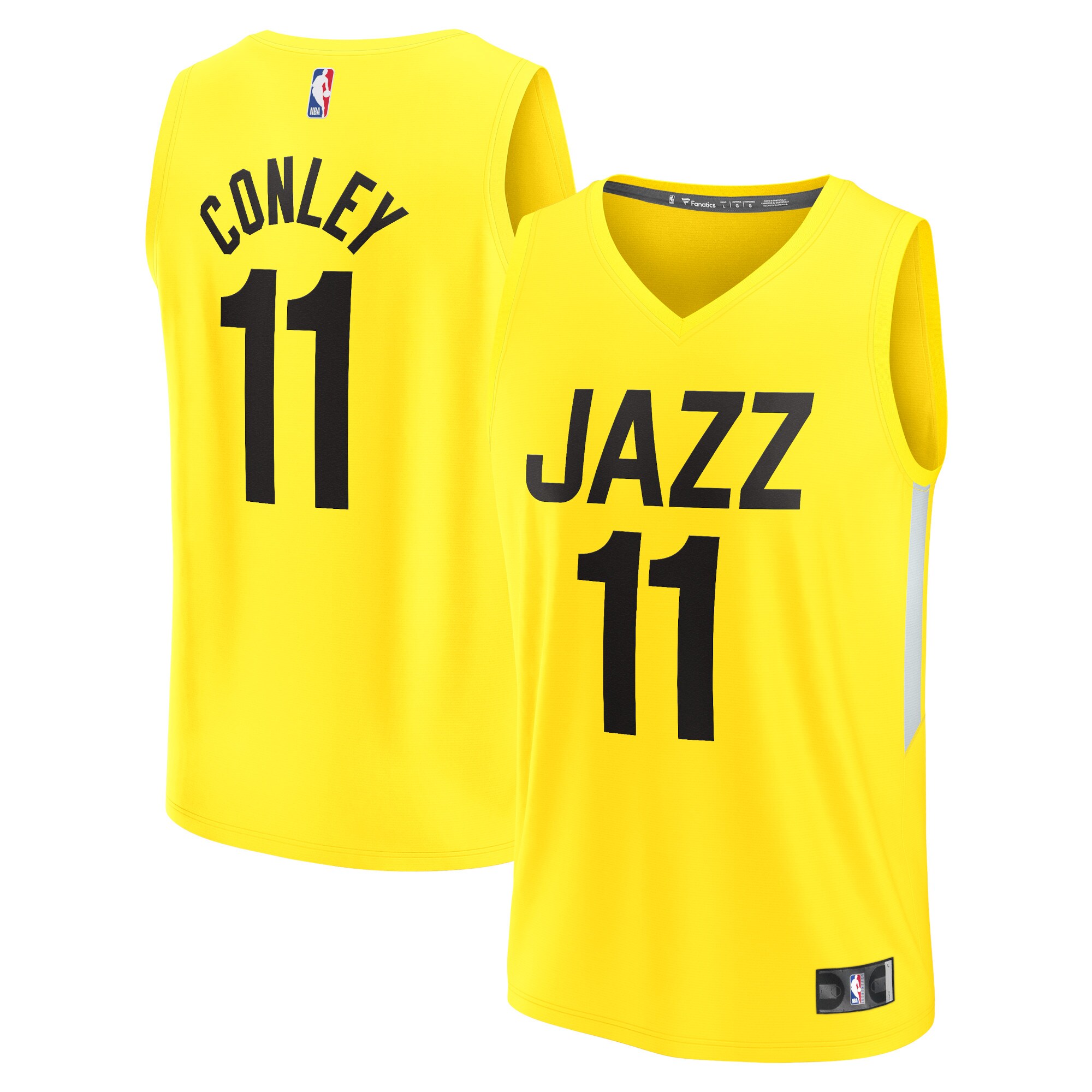 Mike Conley Utah Jazz Fanatics Branded Fast Break Replica Jersey - Icon Edition - Yellow - vstockx