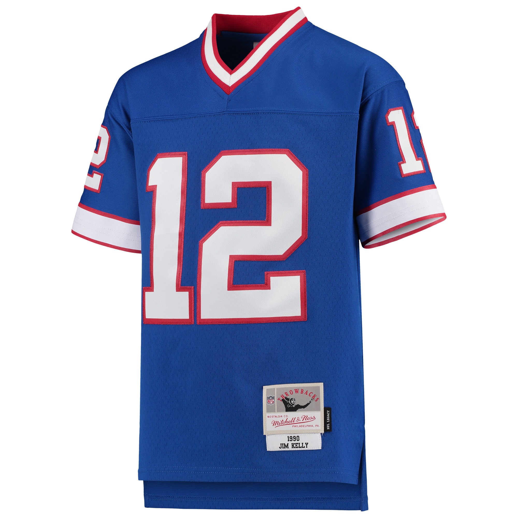 Jim Kelly Buffalo Bills Mitchell & Ness Youth 1990 Legacy Retired Player Jersey - Royal - vstockx