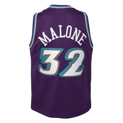 Youth Utah Jazz Karl Malone Mitchell & Ness Purple 1996-97 Hardwood Classics Swingman Jersey - vstockx