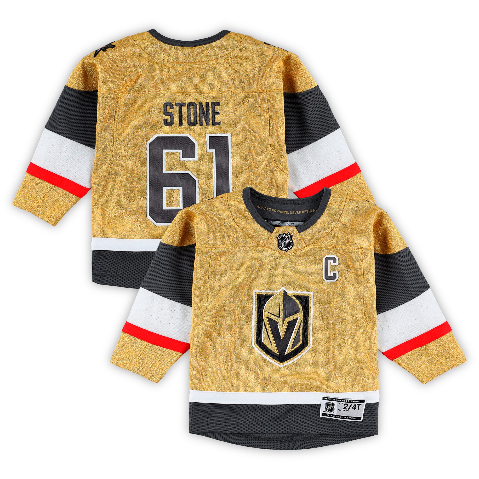 Mark Stone Vegas Golden Knights Toddler Captain Patch Home Premier Player Jersey - Gold - vstockx