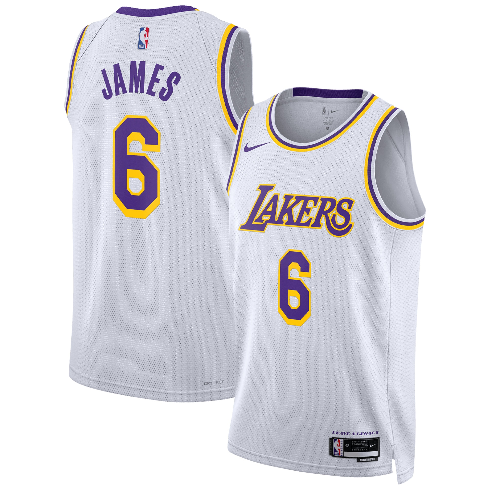 LeBron James Los Angeles Lakers Nike Unisex Swingman Jersey - Association Edition - White - vstockx