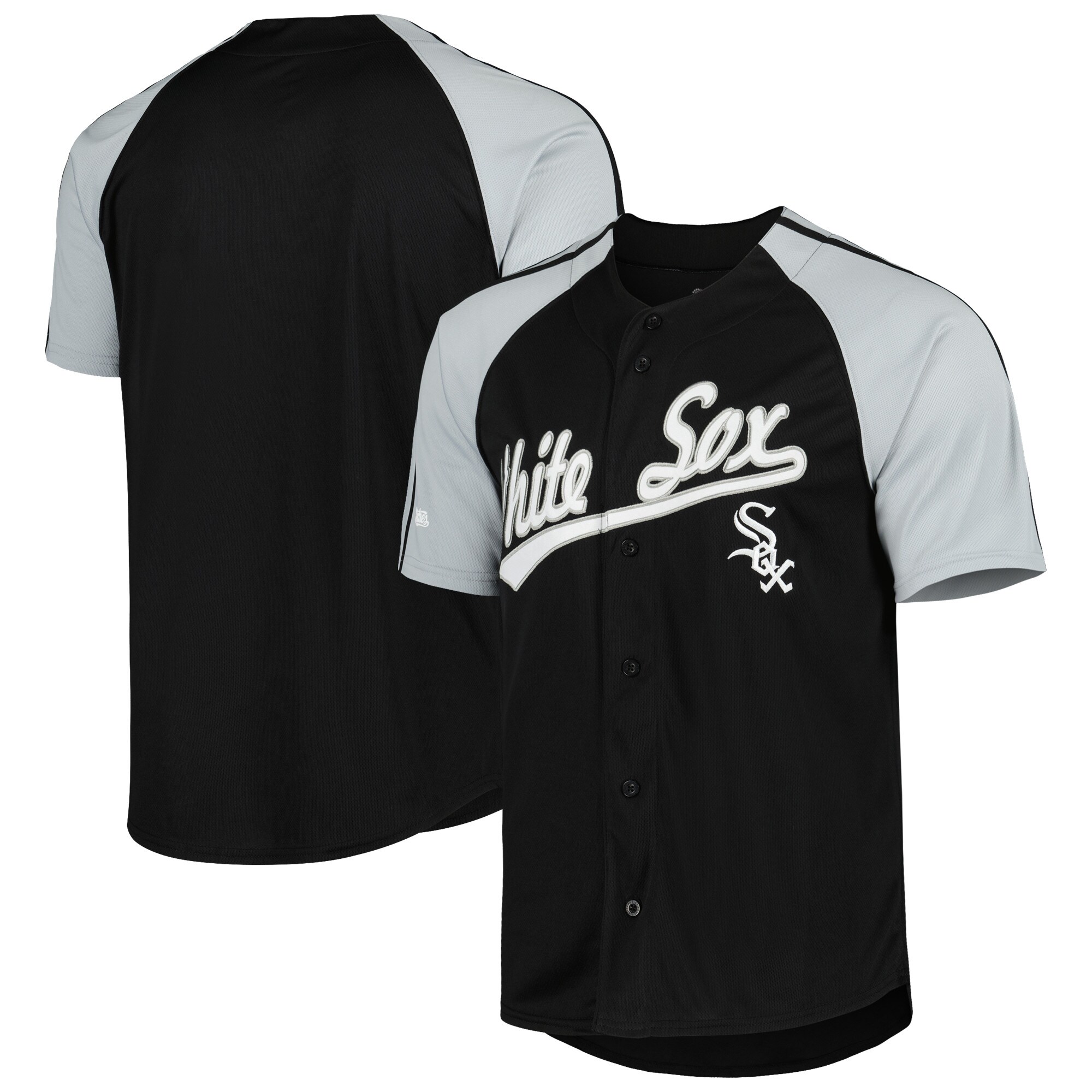 Chicago White Sox Stitches Button-Down Raglan Fashion Jersey - Black - vstockx
