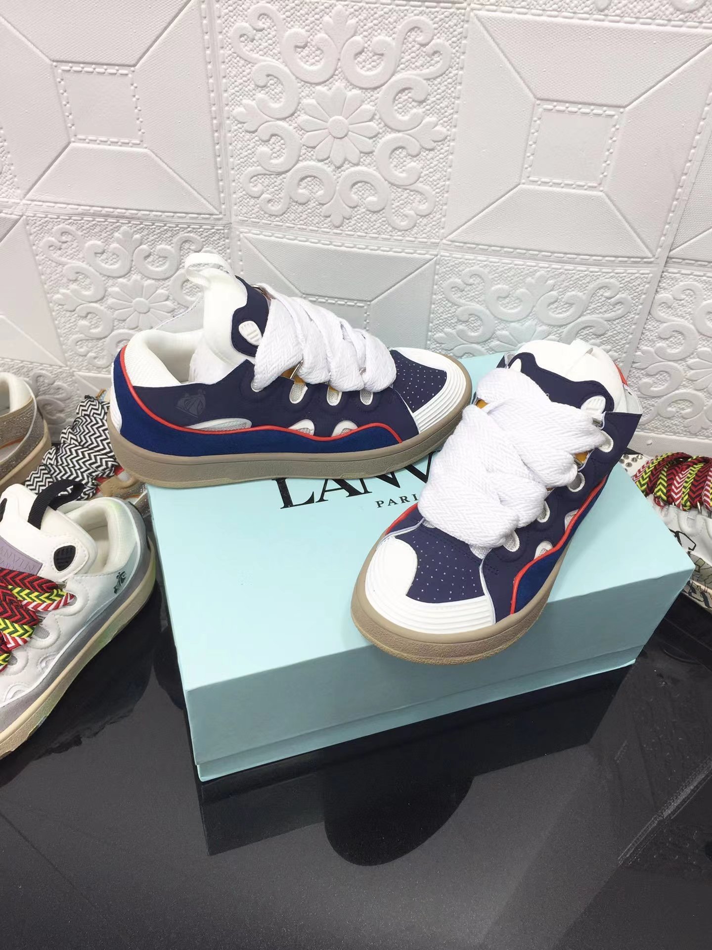 Lanvin Leather Curb blue and white color - vstockx