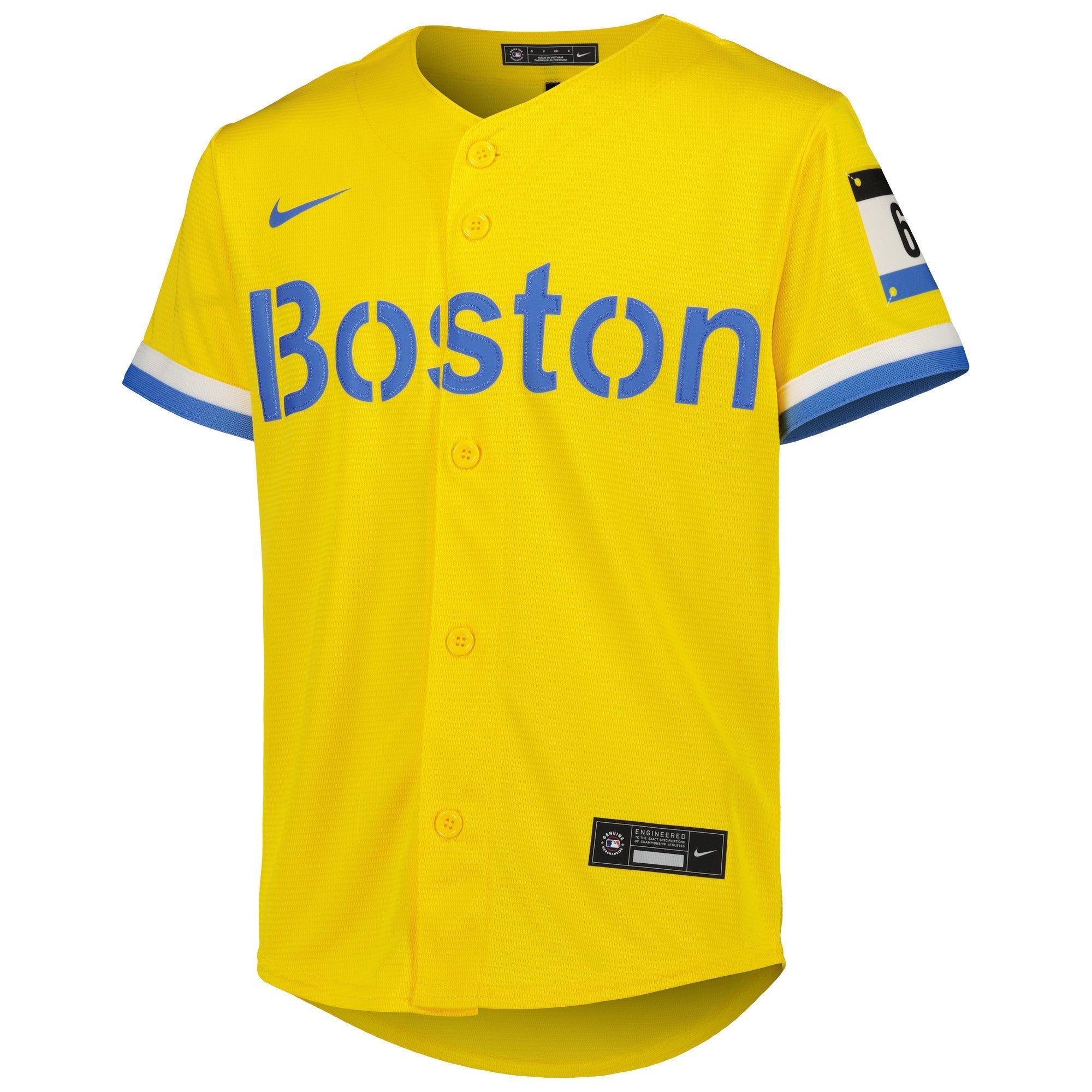 Youth Nike Trevor Story Gold Boston Red Sox City Connect Replica Player Jersey - vstockx