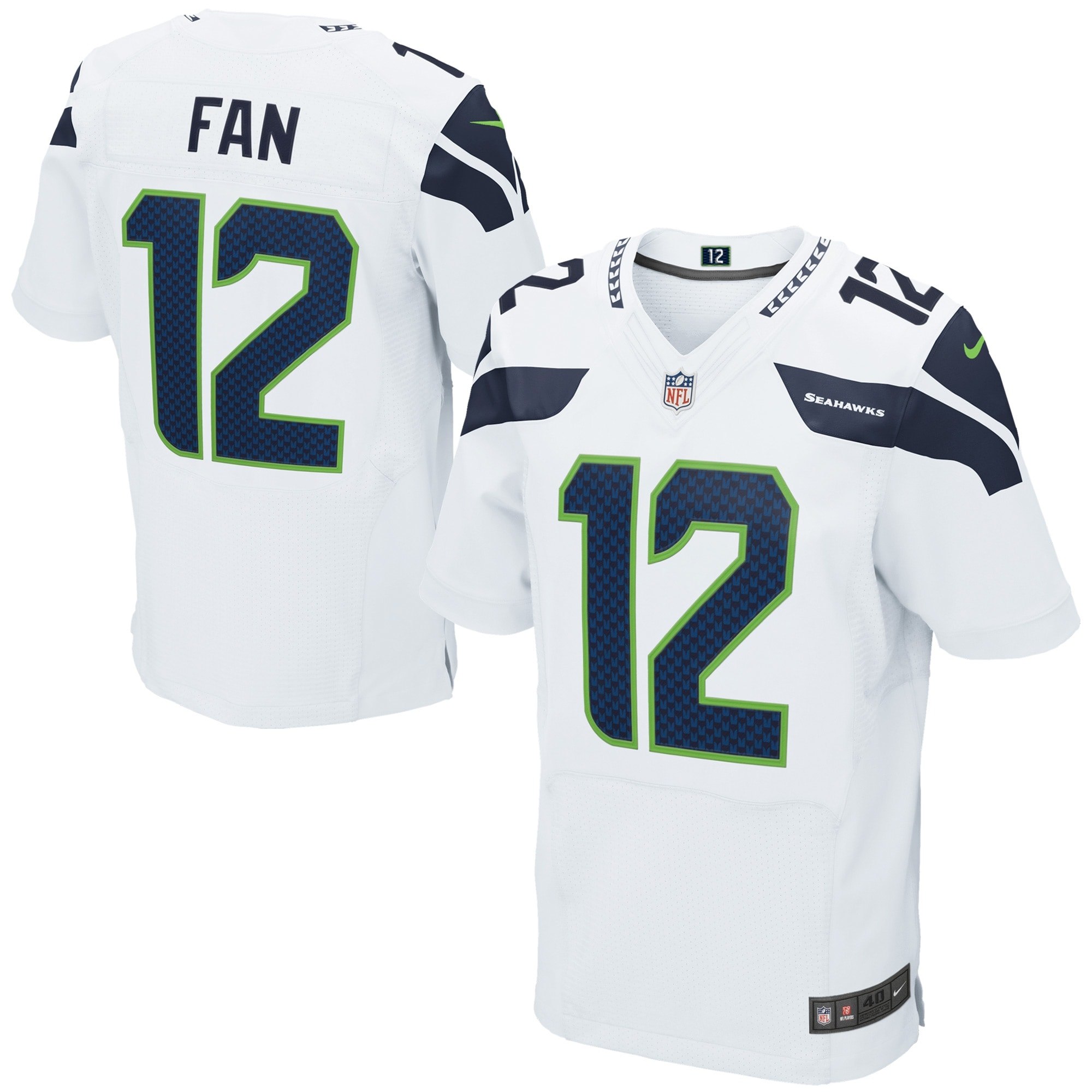 12s Seattle Seahawks Nike Elite Jersey - White - vstockx