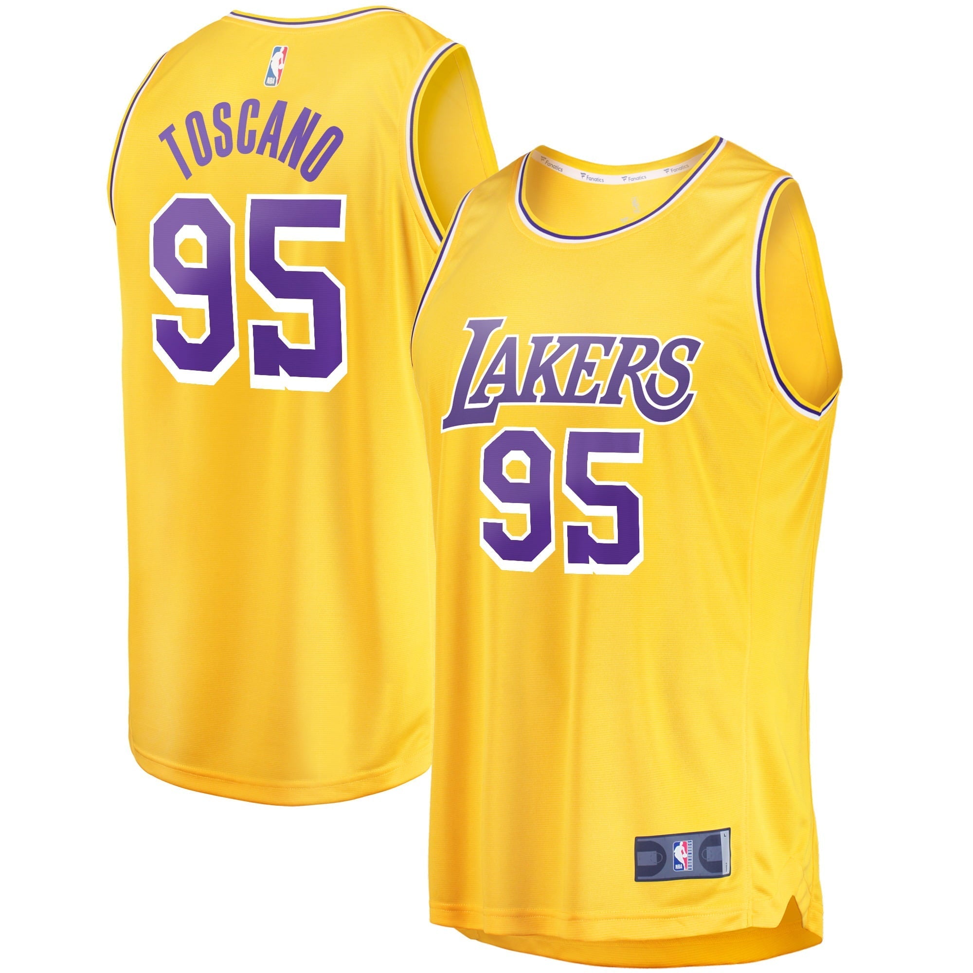 Men's Fanatics Branded Juan Toscano-Anderson Gold Los Angeles Lakers Fast Break Replica Jersey - Icon Edition - vstockx
