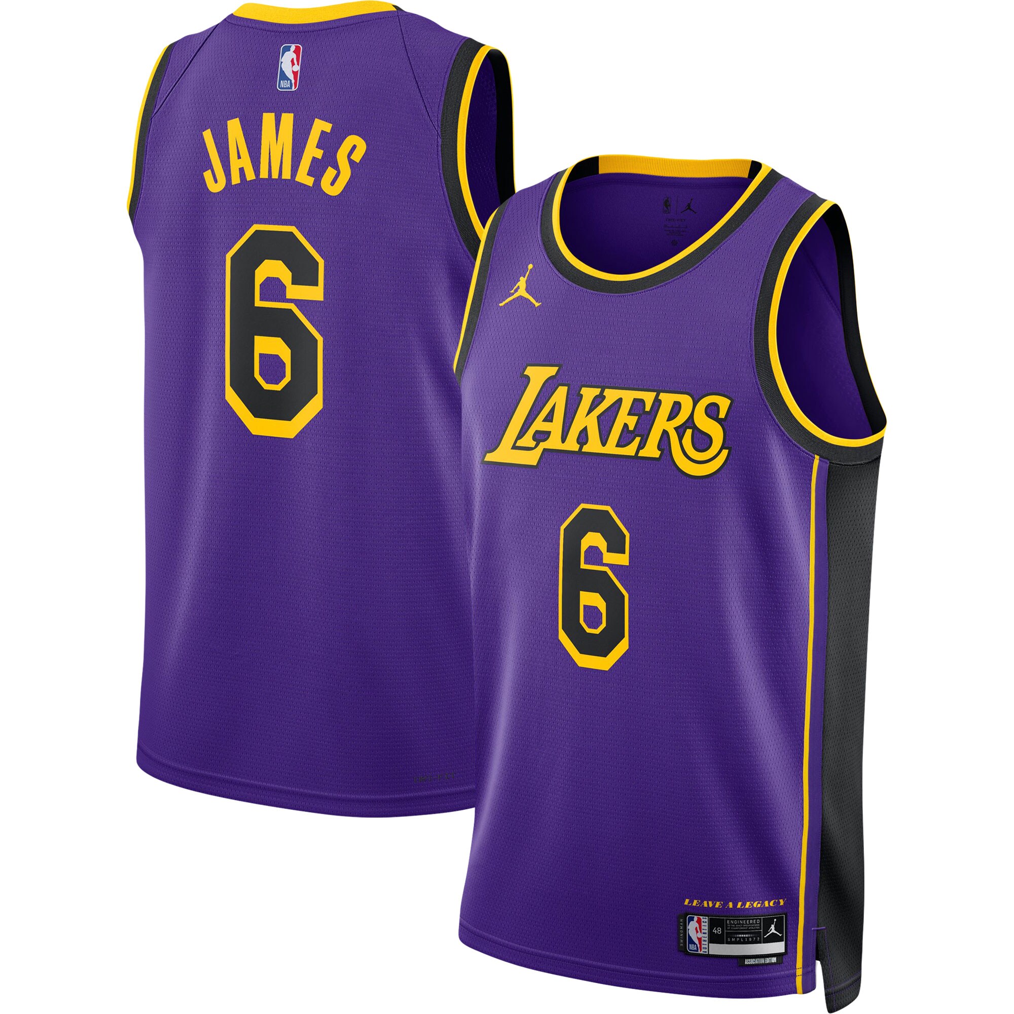 LeBron James Los Angeles Lakers Jordans Brand Unisex Swingman Jersey - Statement Edition - Purple - vstockx