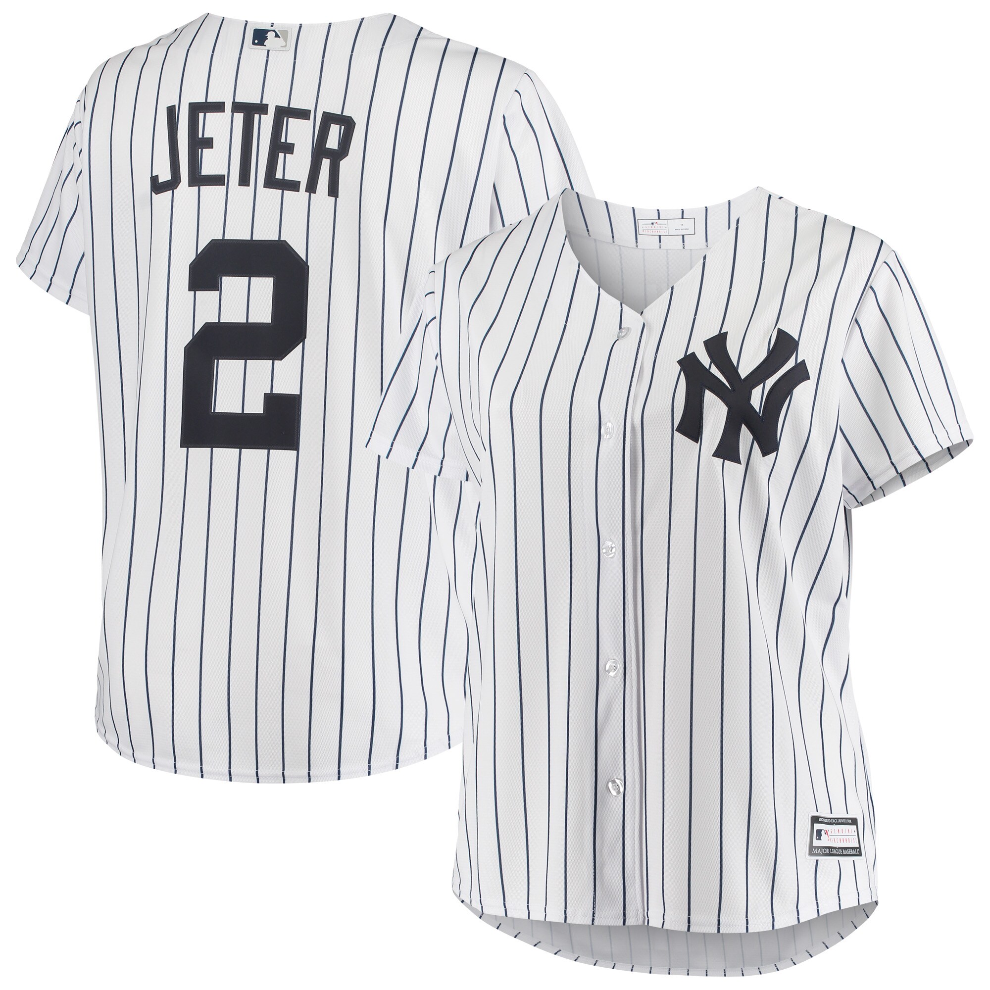 Derek Jeter New York Yankees Women's Plus Size Replica Player Jersey - White - vstockx
