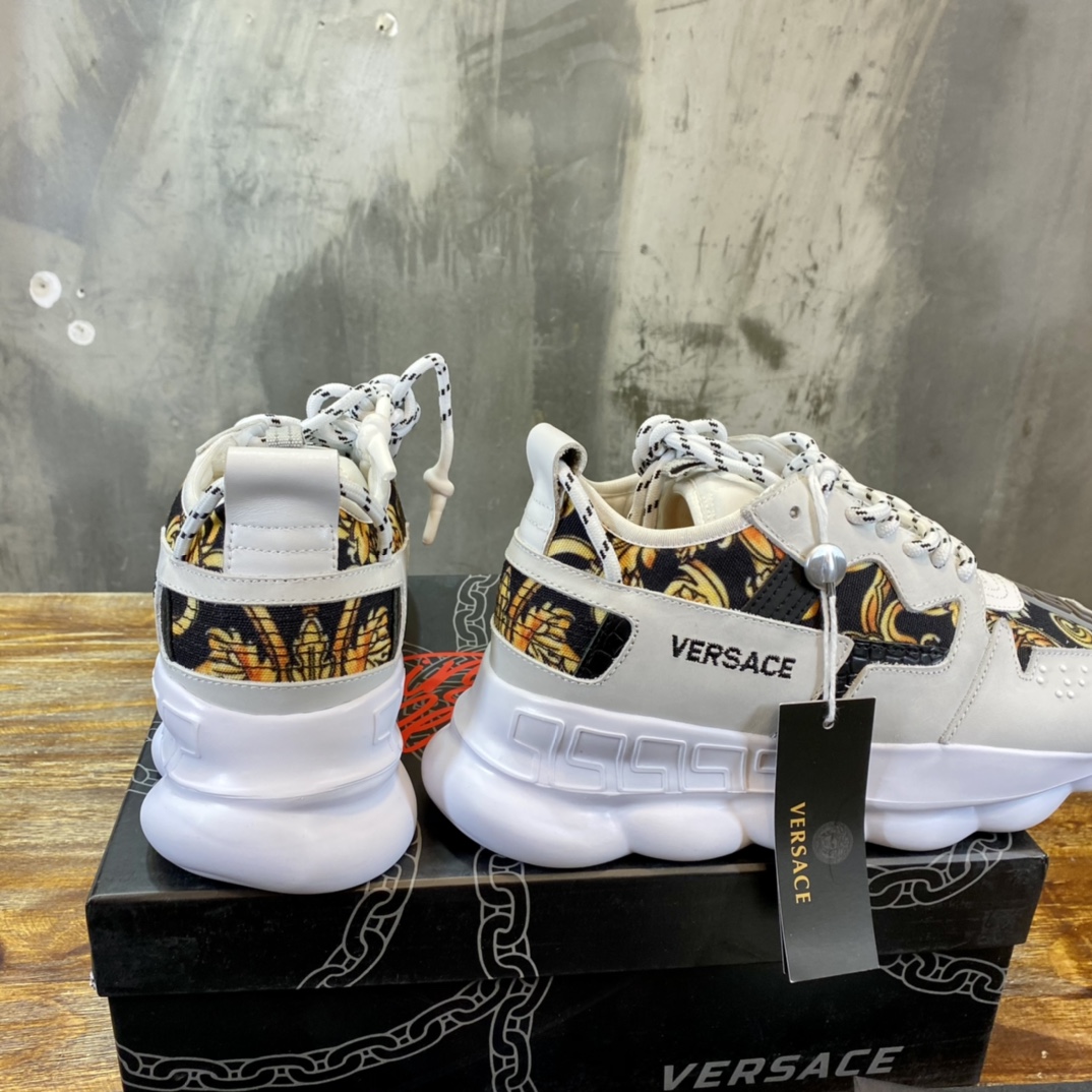 Versace Chain Reaction 2 Barocco Print White Black Yellow (W) - vstockx