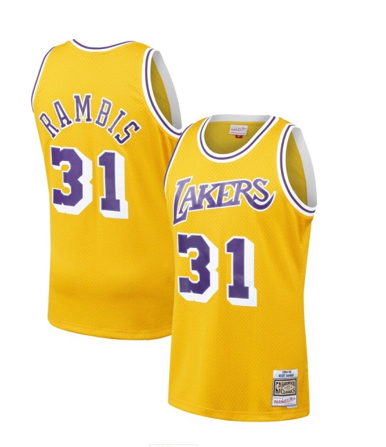Men's Los Angeles Lakers Kurt Rambis Mitchell & Ness Gold 1984-85 Hardwood Classics Swingman Jersey - vstockx