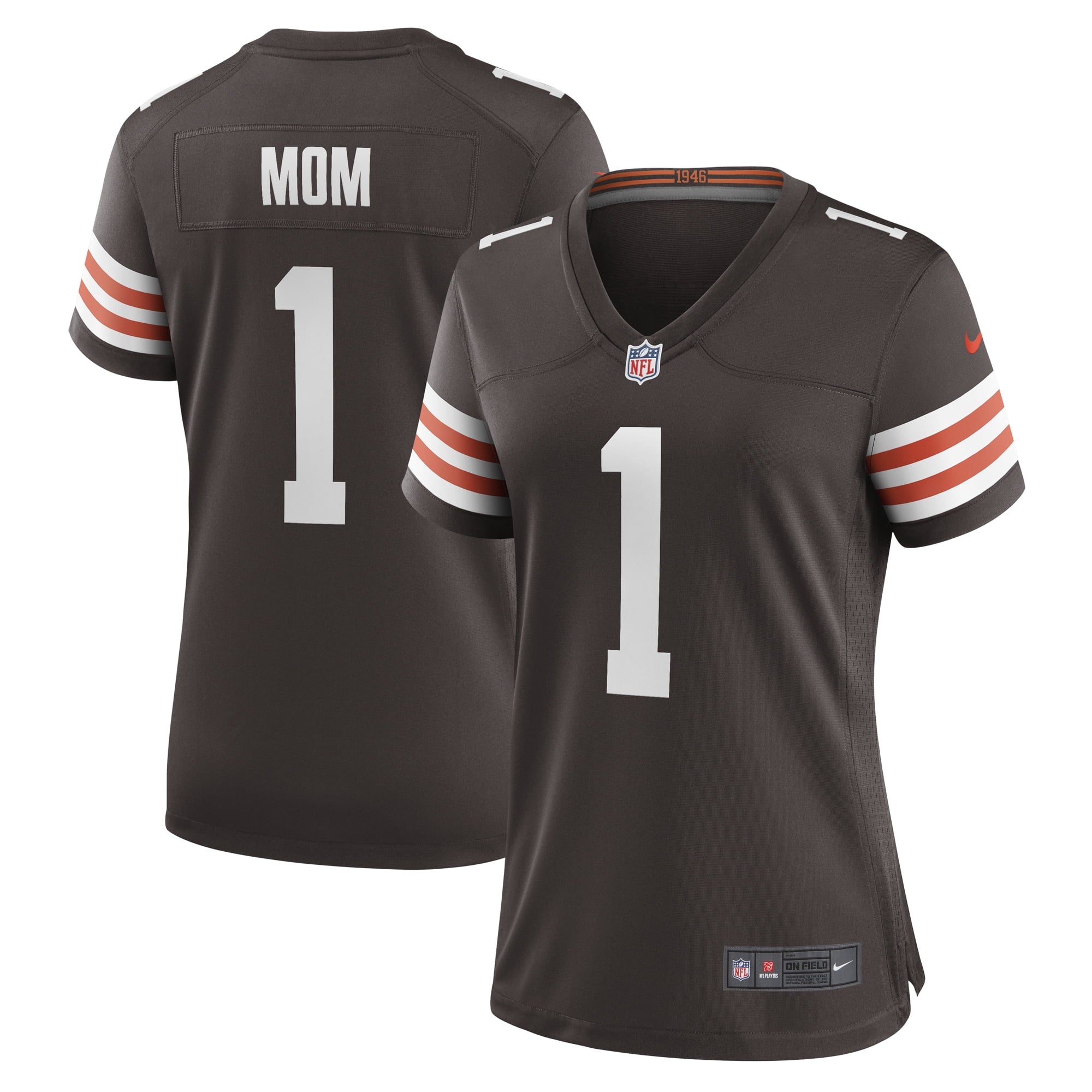 Women's Nike Number 1 Mom Brown Cleveland Browns Game Jersey - vstockx