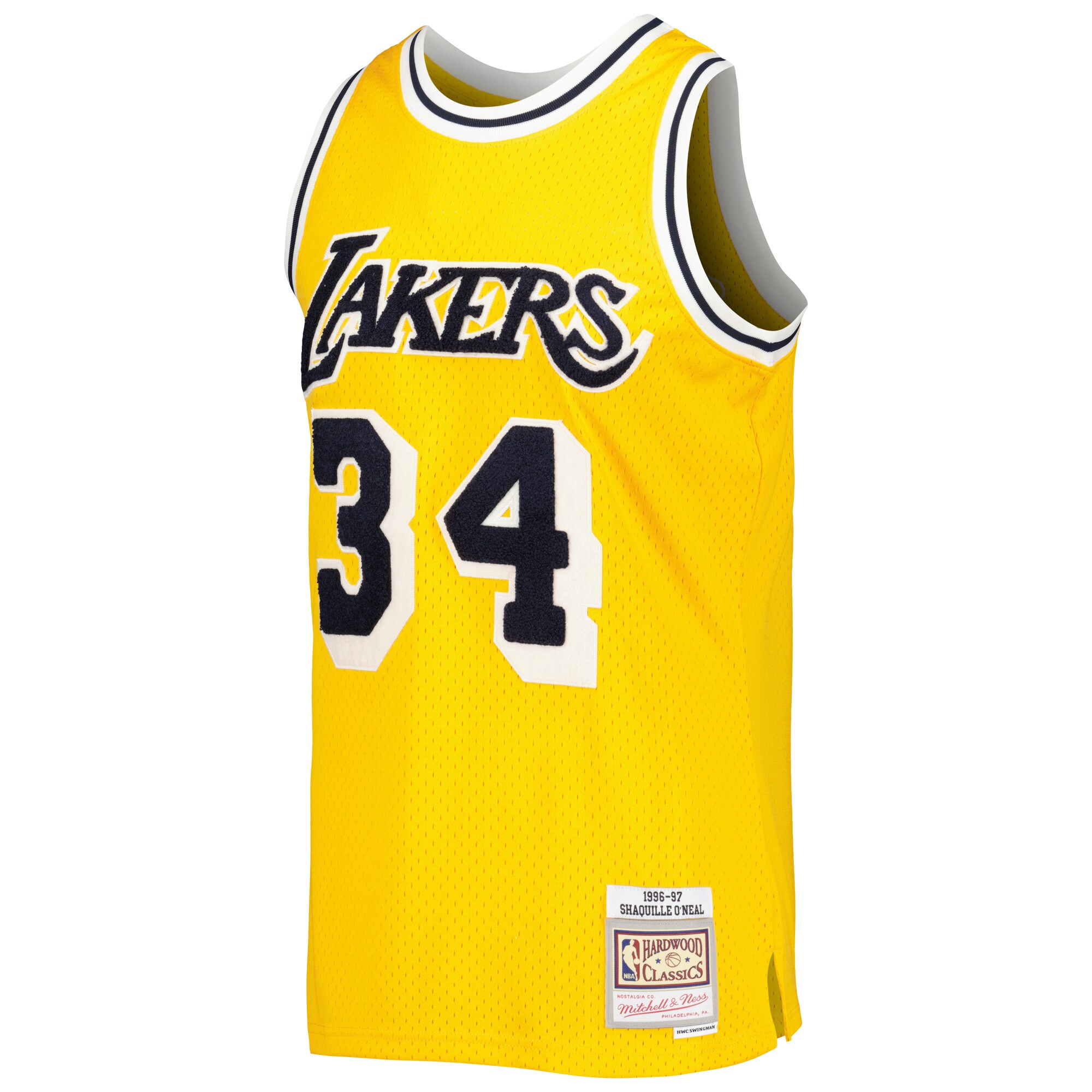 Shaquille O'Neal Los Angeles Lakers Mitchell & Ness Hardwood Classics Off-Court Swingman Jersey - Yellow - vstockx
