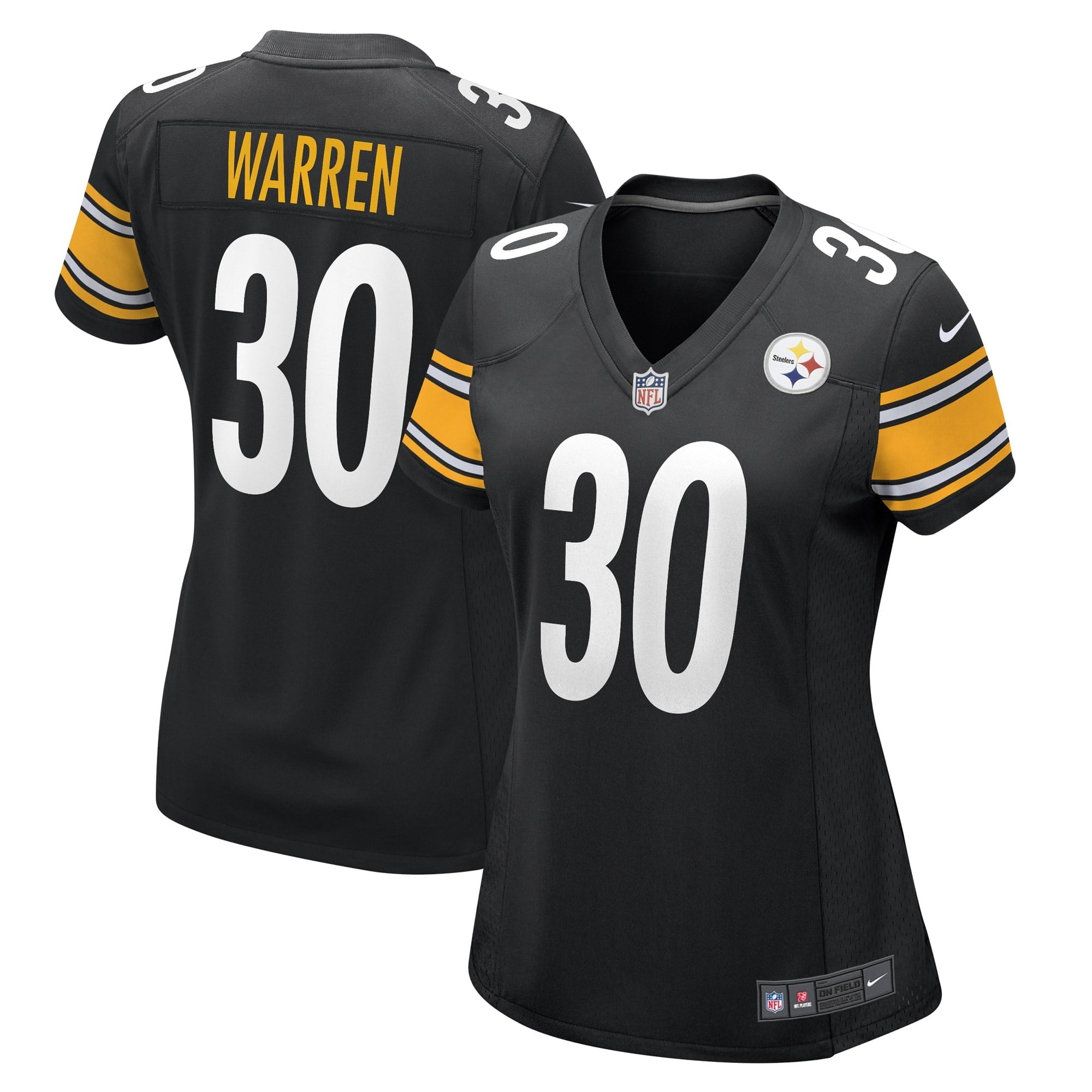 Women's Nike Jaylen Warren Black Pittsburgh Steelers Game Player Jersey - vstockx