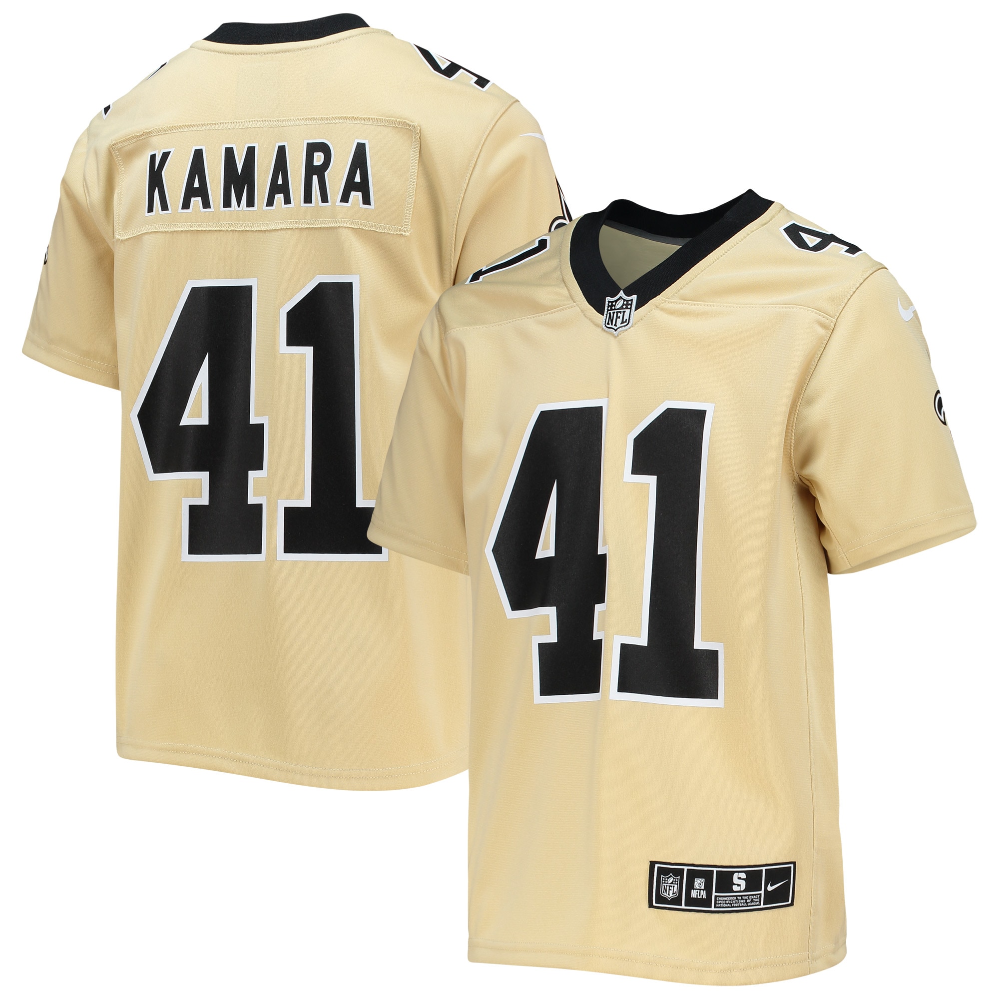 Alvin Kamara New Orleans Saints Nike Youth Inverted Team Game Jersey - Gold - vstockx