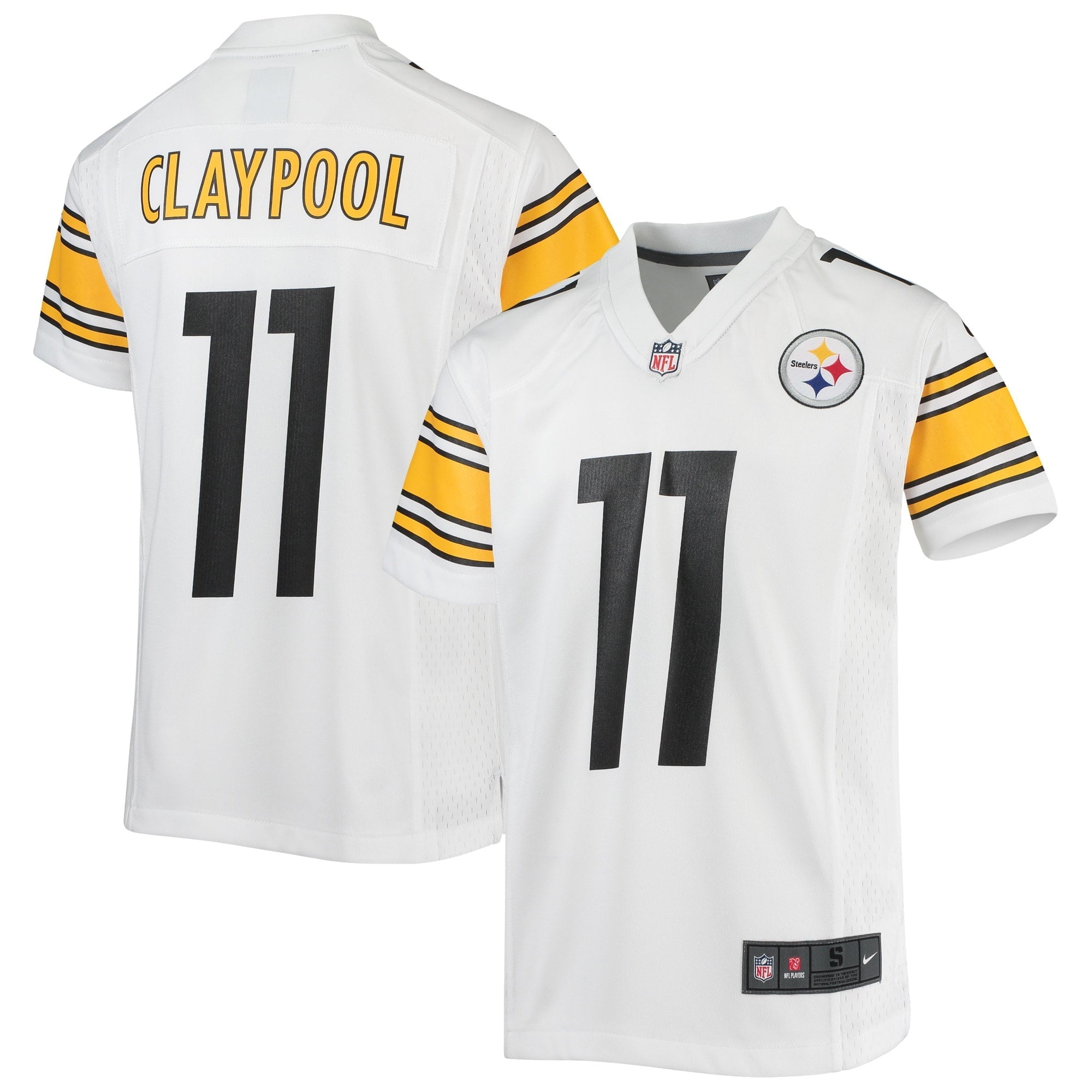 Youth Nike Chase Claypool White Pittsburgh Steelers Game Jersey - vstockx