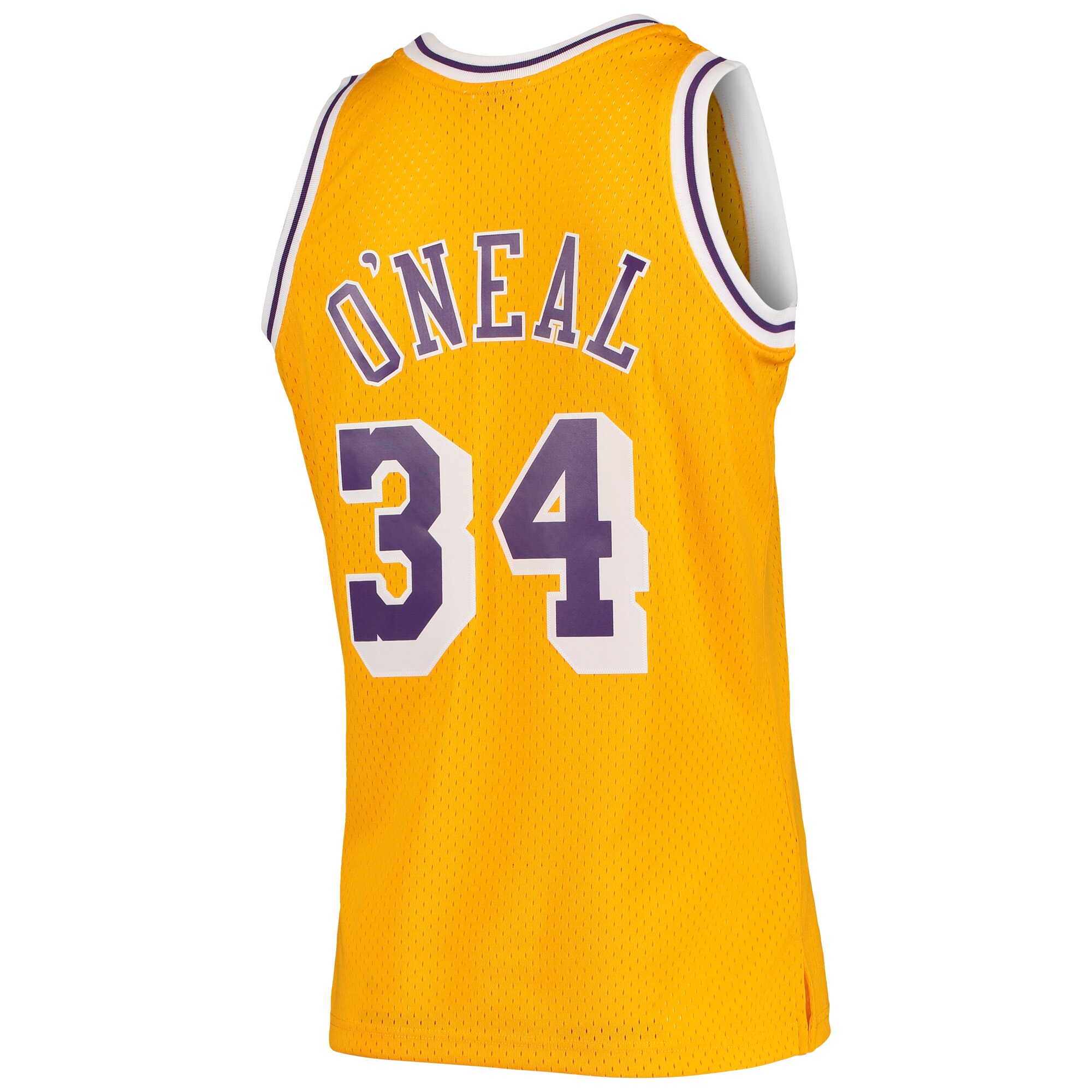 Shaquille O'Neal Los Angeles Lakers Mitchell & Ness Hardwood Classics Swingman Jersey - Gold - vstockx