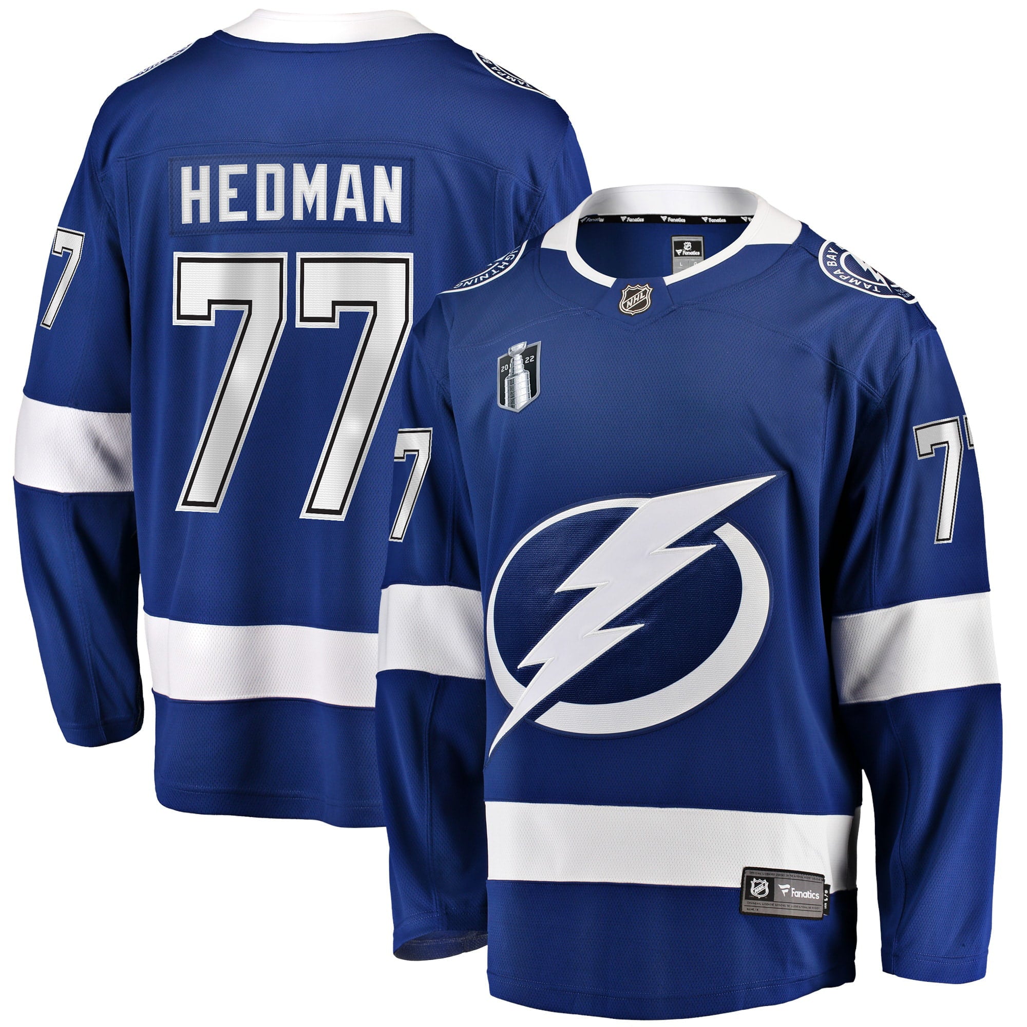 Men's Fanatics Branded Victor Hedman Blue Tampa Bay Lightning Home 2022 Stanley Cup Final Breakaway Player Jersey - vstockx