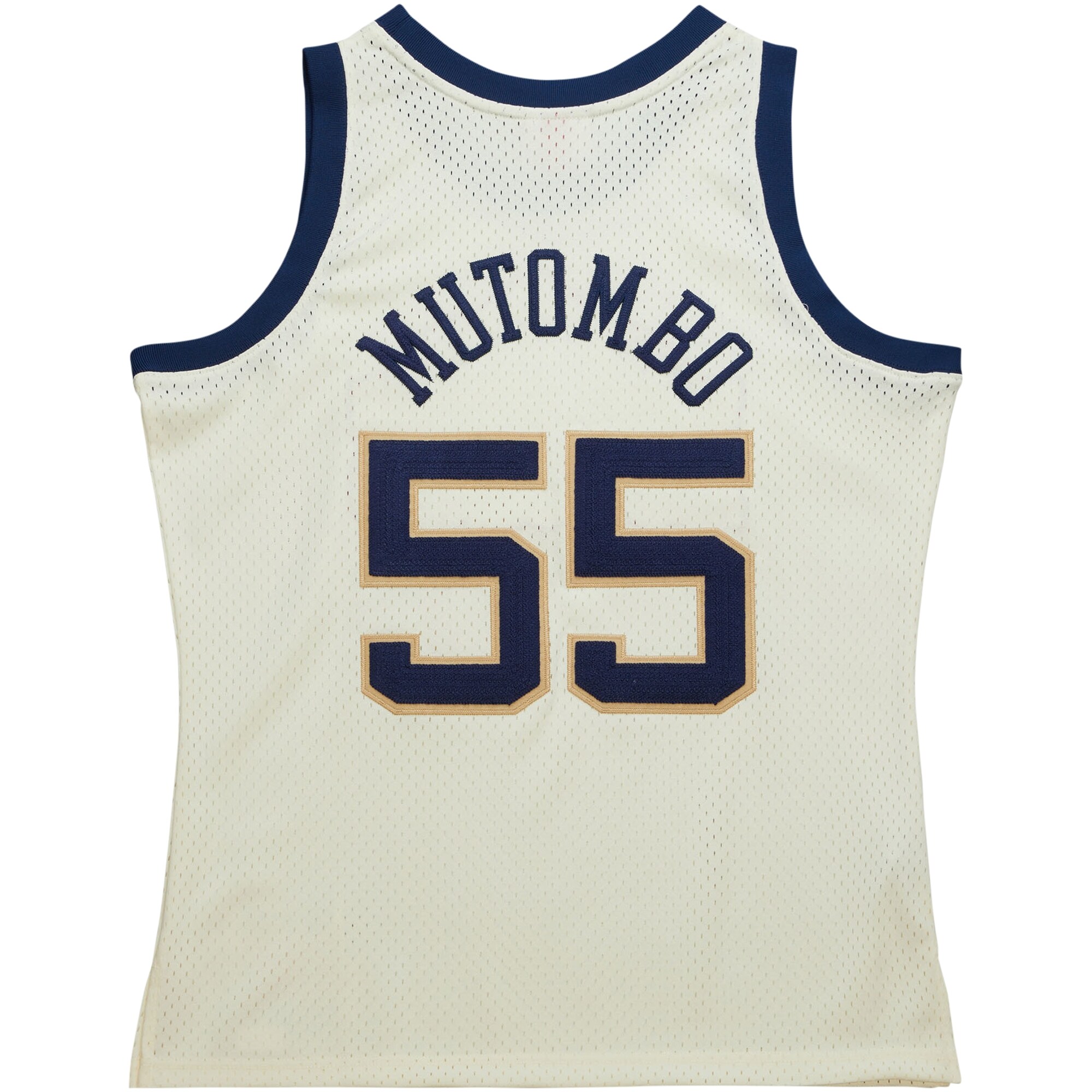 Dikembe Mutombo Denver Nuggets Mitchell & Ness Chainstitch Swingman Jersey - Cream - vstockx