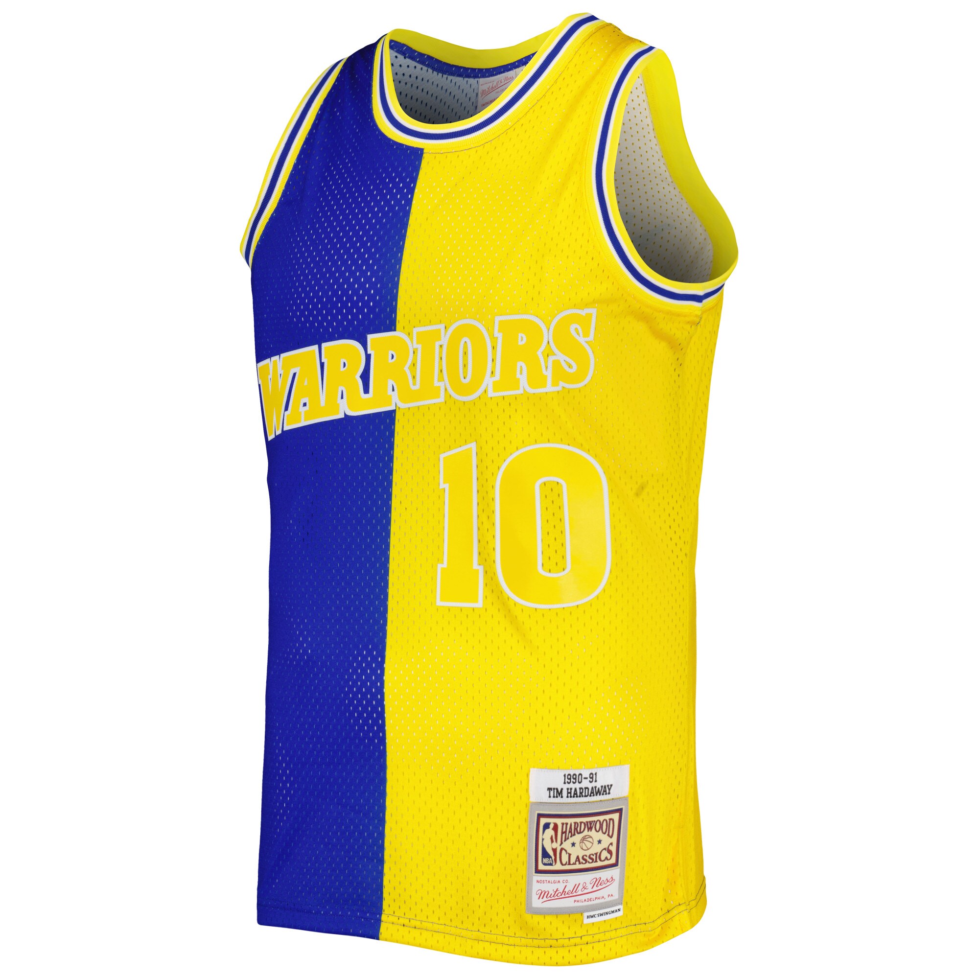Tim Hardaway Golden State Warriors Mitchell & Ness Hardwood Classics 1990/91 Split Swingman Jersey - Royal/Gold - vstockx