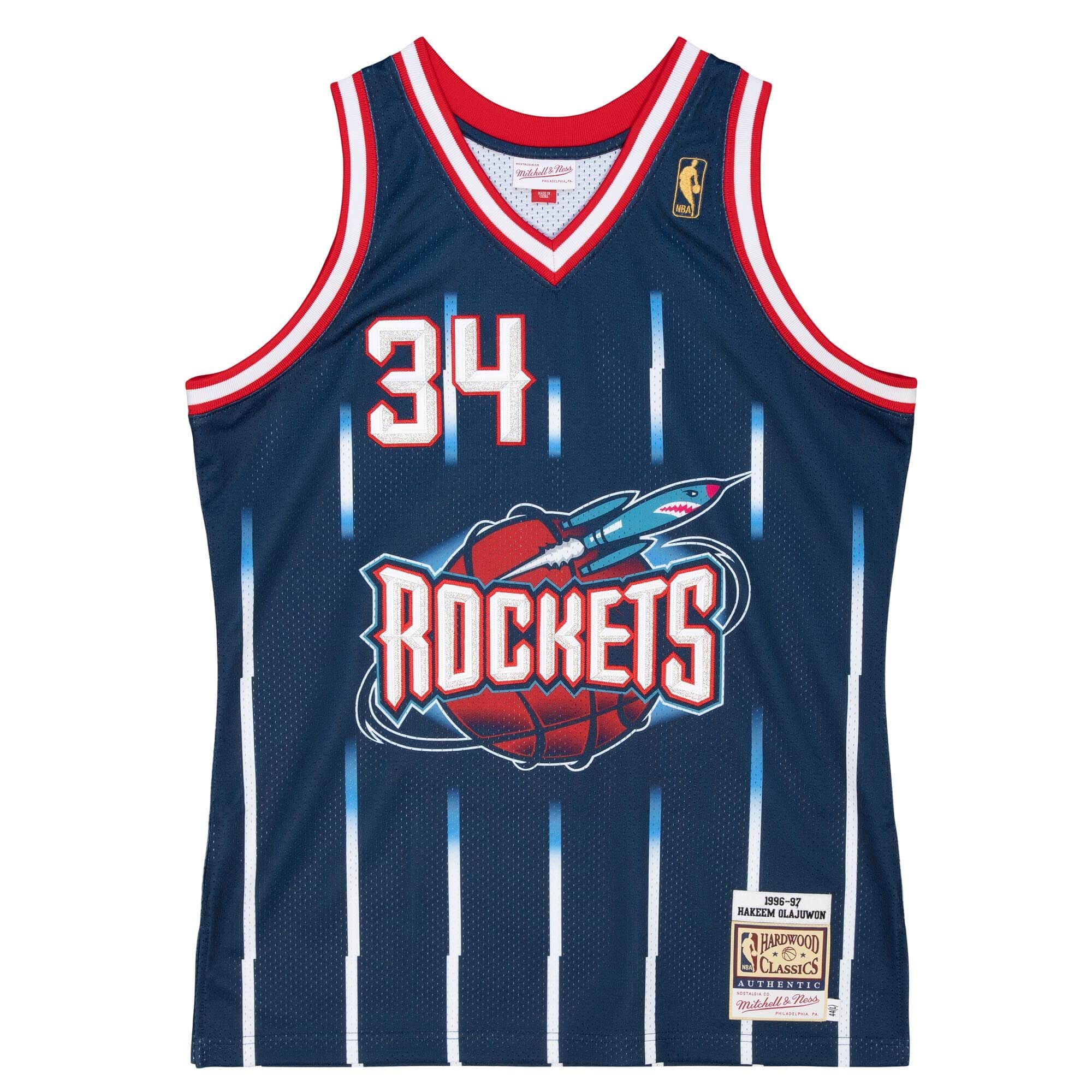 Authentic Hakeem Olajuwon Houston Rockets Road 1996-97 Jersey - vstockx