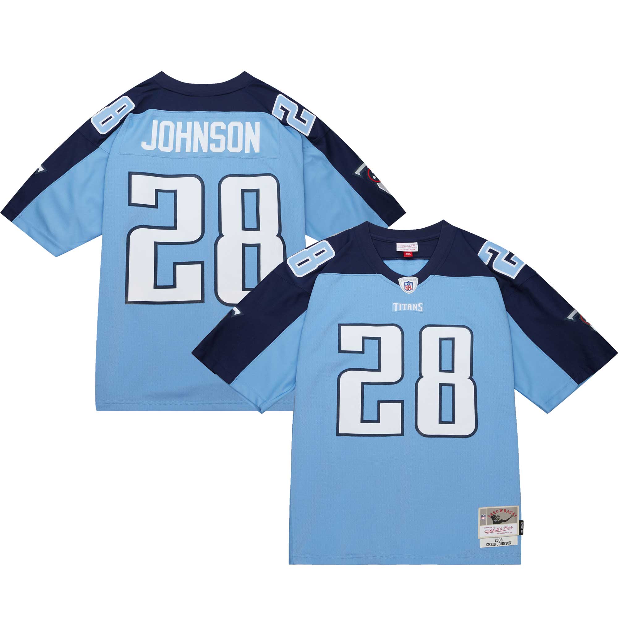 Chris Johnson Tennessee Titans Mitchell & Ness Legacy Replica Jersey - Light Blue - vstockx