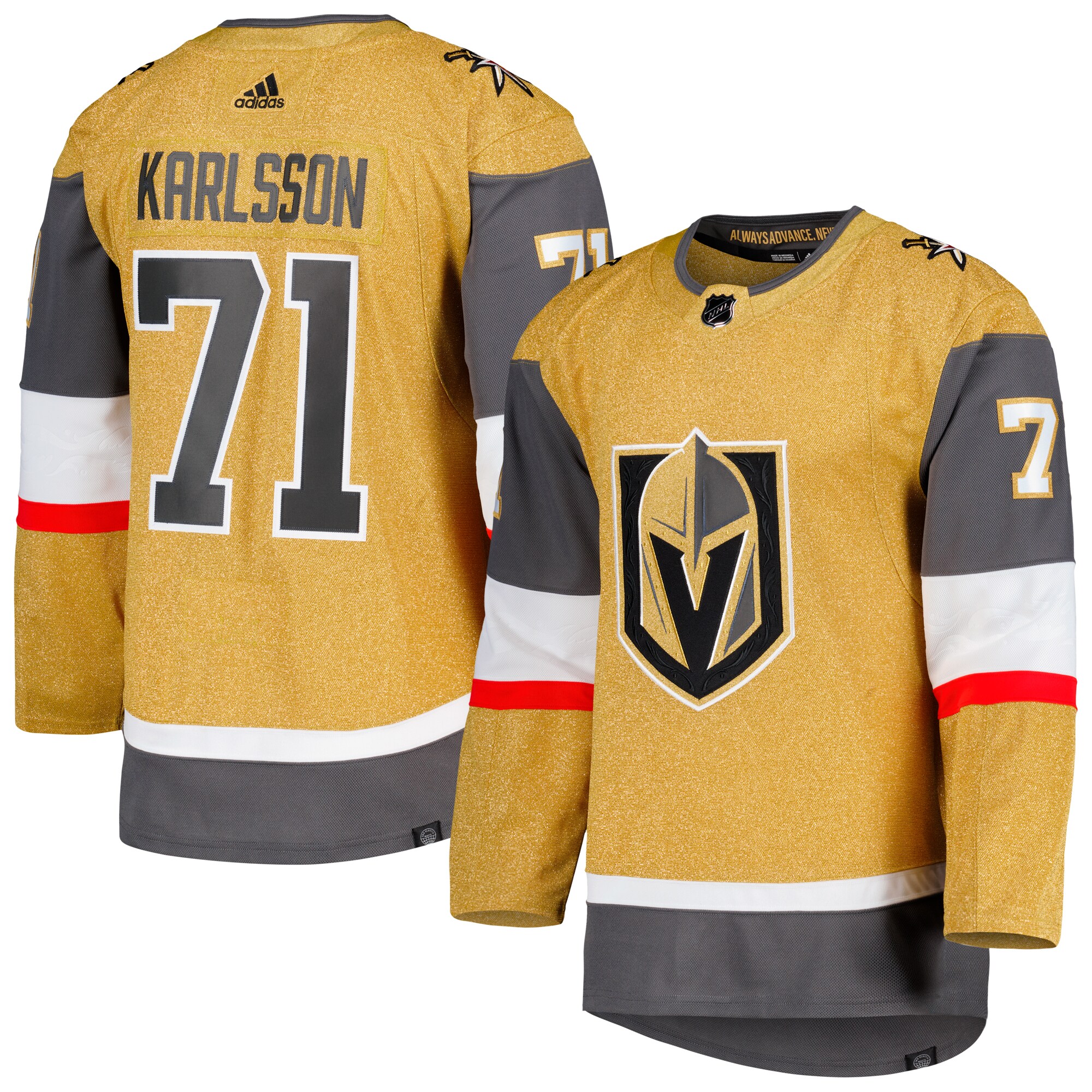 William Karlsson Vegas Golden Knights adidas Primegreen Authentic Pro Player Jersey - Gold - vstockx