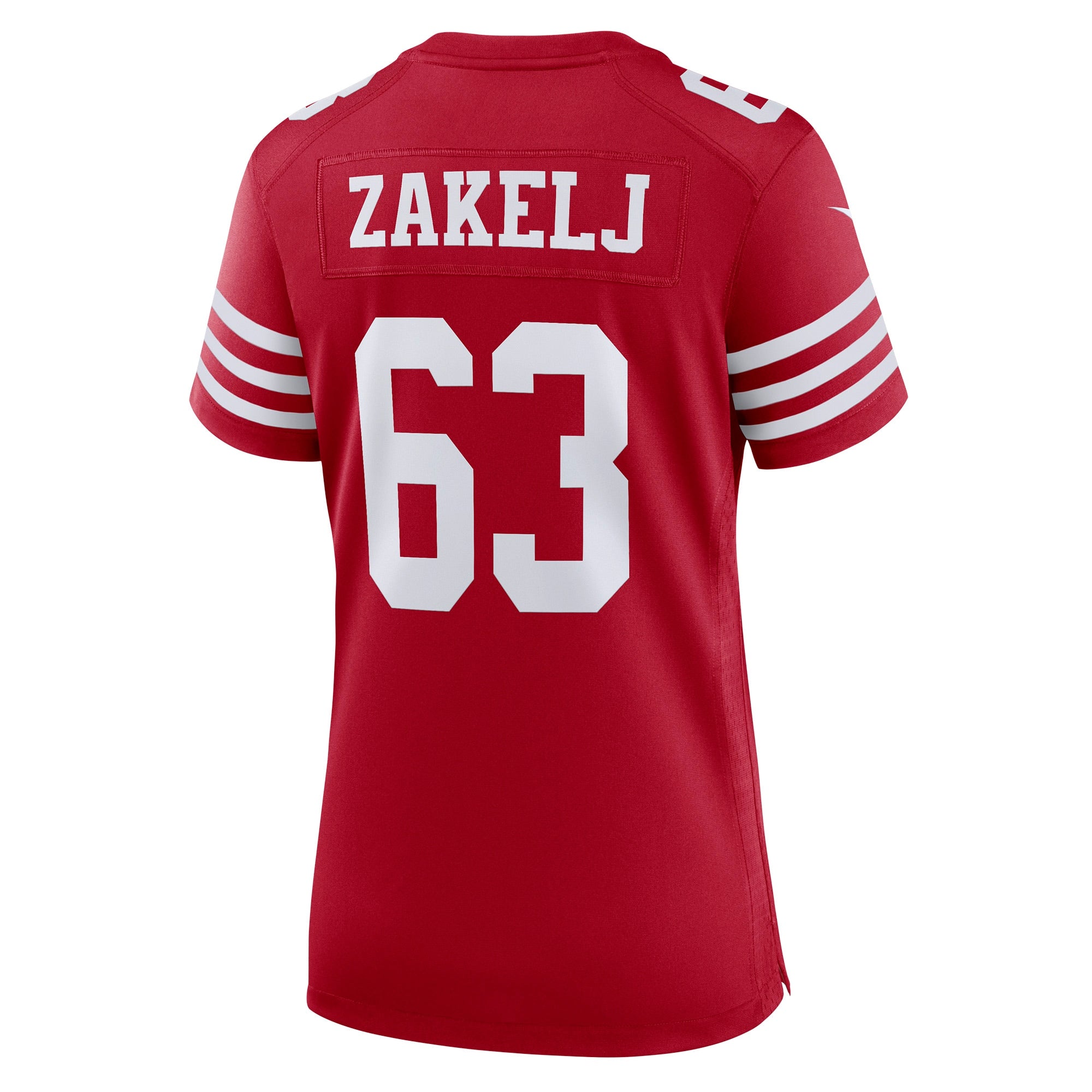 Women's Nike Nick Zakelj Scarlet San Francisco 49ers Game Player Jersey - vstockx
