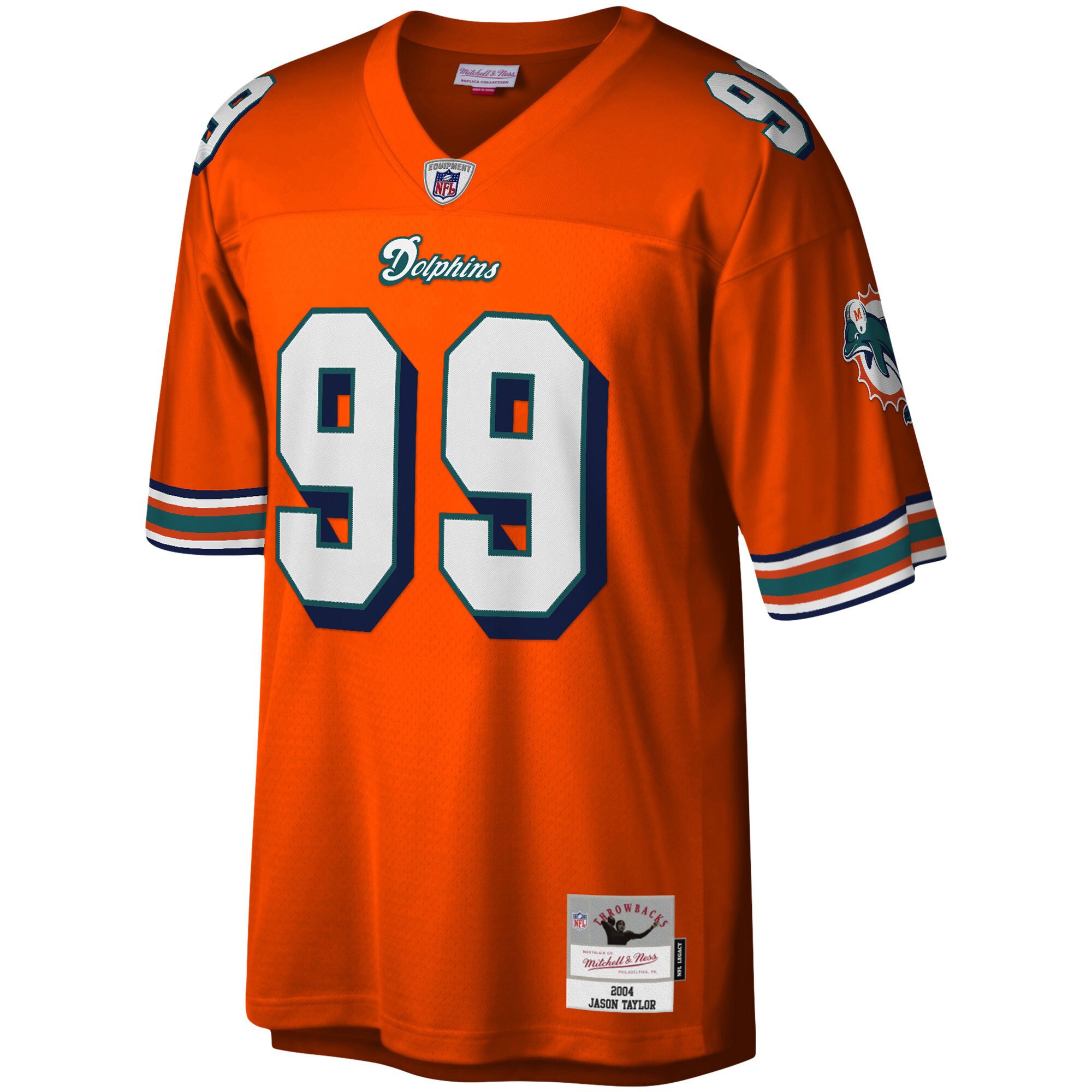 Jason Taylor Miami Dolphins Mitchell & Ness Big & Tall 2004 Retired Player Replica Jersey - Orange - vstockx