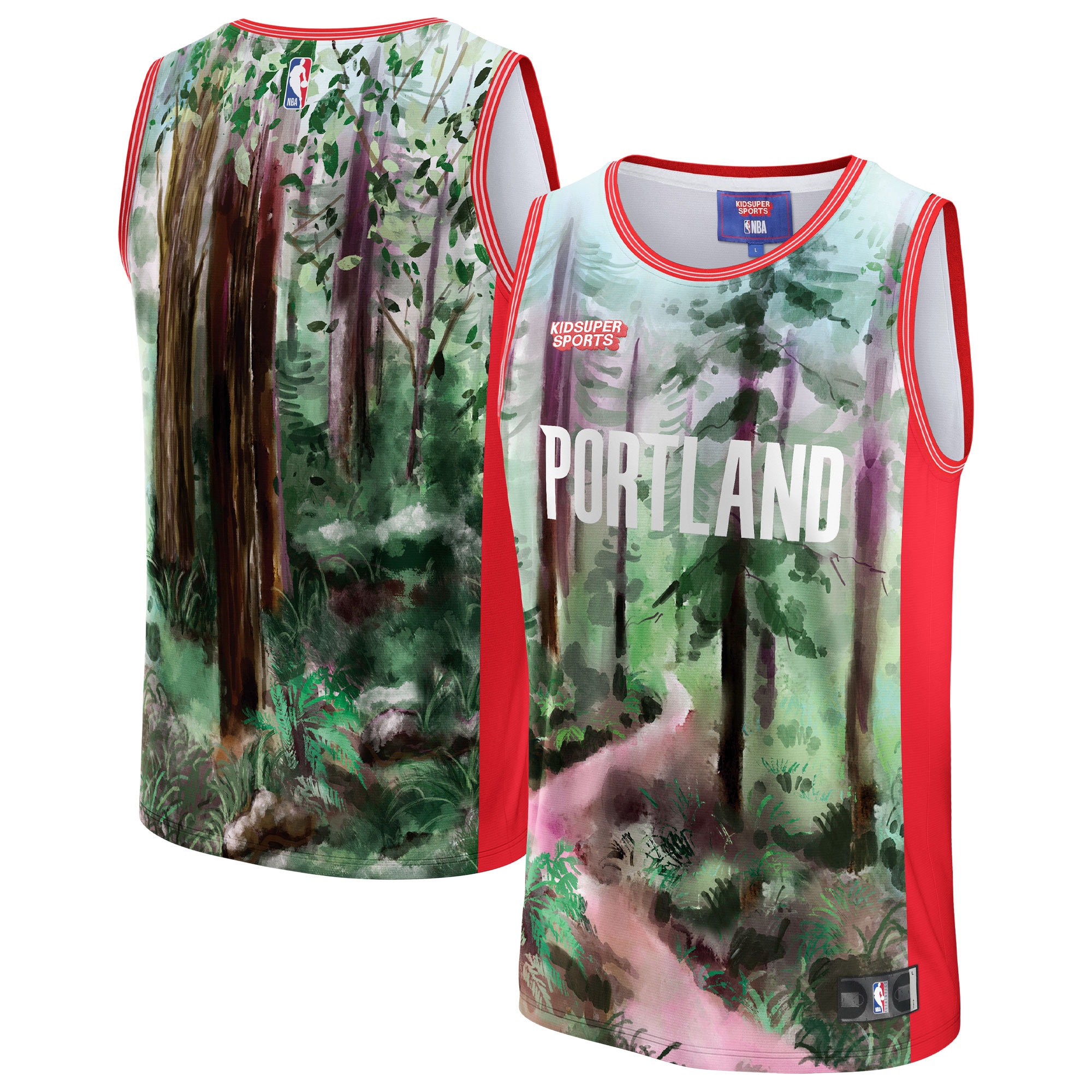 Portland Trail Blazers NBA & KidSuper Studios by Fanatics Unisex Hometown Jersey - Green - vstockx