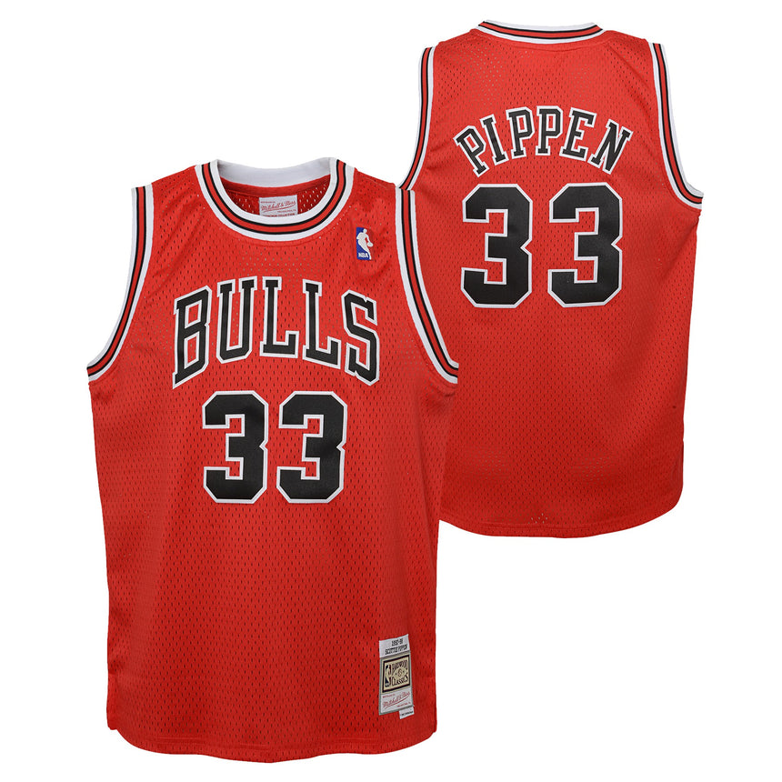 Youth Chicago Bulls Scottie Pippen Mitchell & Ness Red Hardwood Classics Swingman Jersey - vstockx