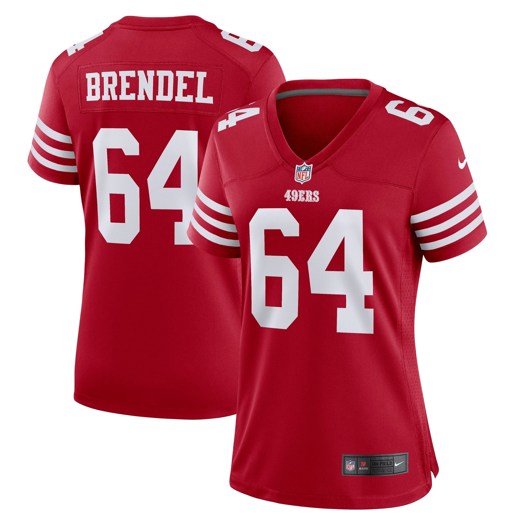 Women's Nike Jake Brendel Scarlet San Francisco 49ers Game Player Jersey - vstockx