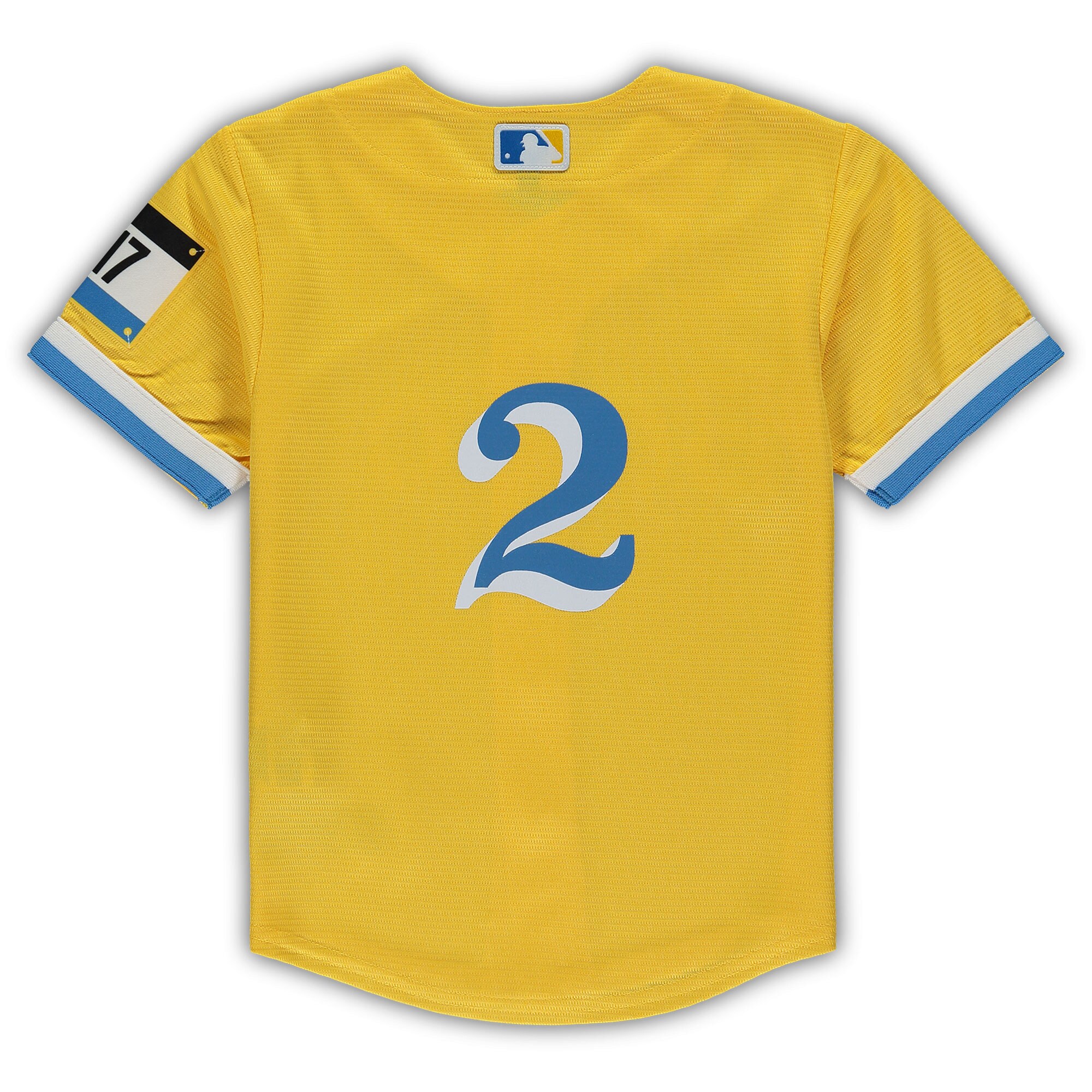 Xander Bogaerts Boston Red Sox Nike Preschool City Connect Script Replica Jersey - Gold - vstockx