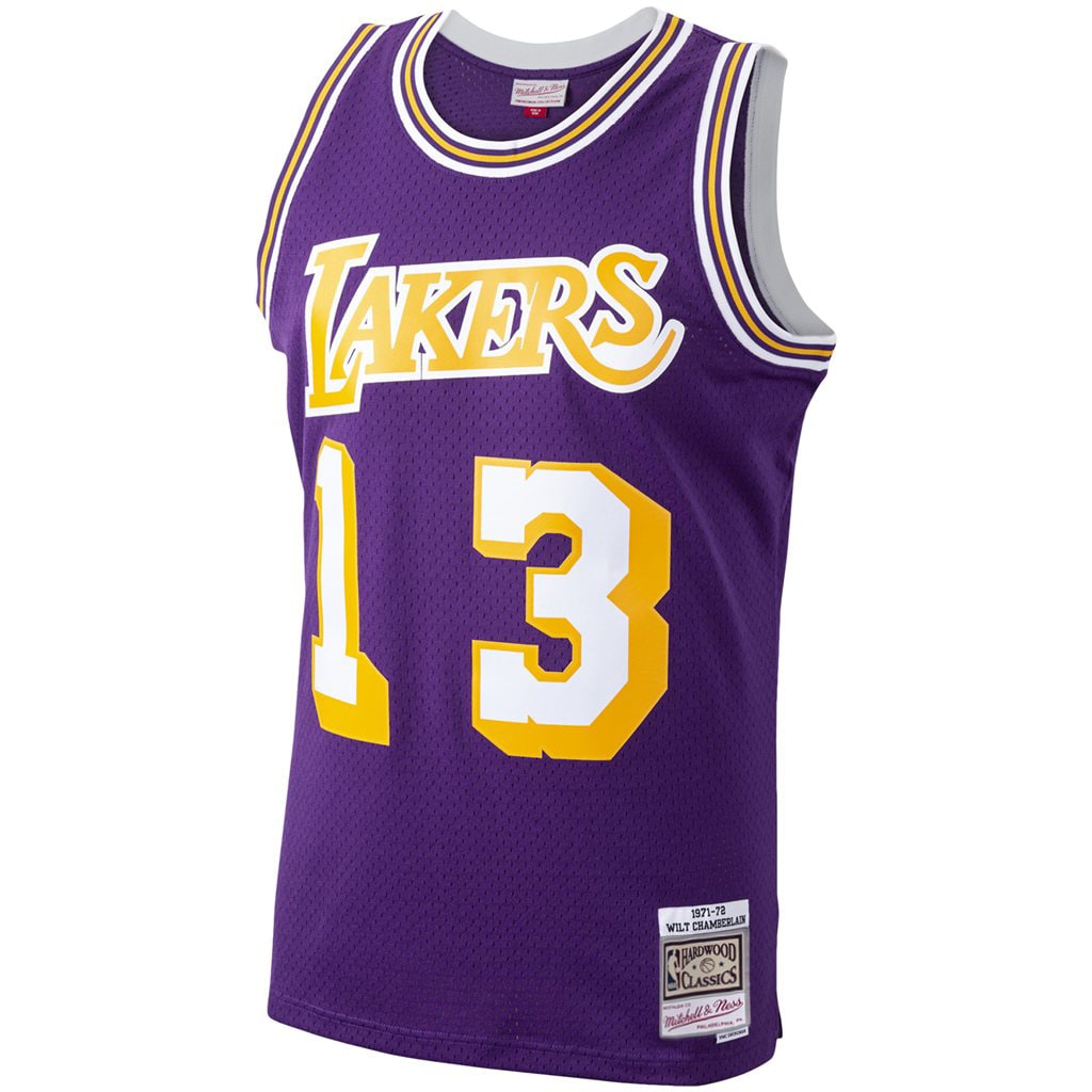 Wilt Chamberlain Los Angeles Lakers Mitchell & Ness Hardwood Classics Swingman Jersey - Purple - vstockx
