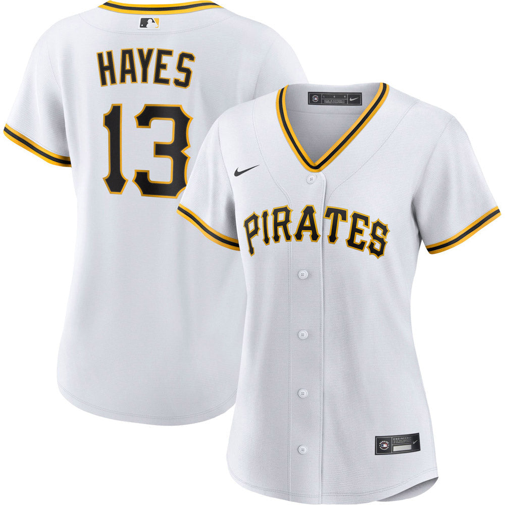 Women's Pittsburgh Pirates Ke'Bryan Hayes Cool Base Replica Home Jersey - White - vstockx