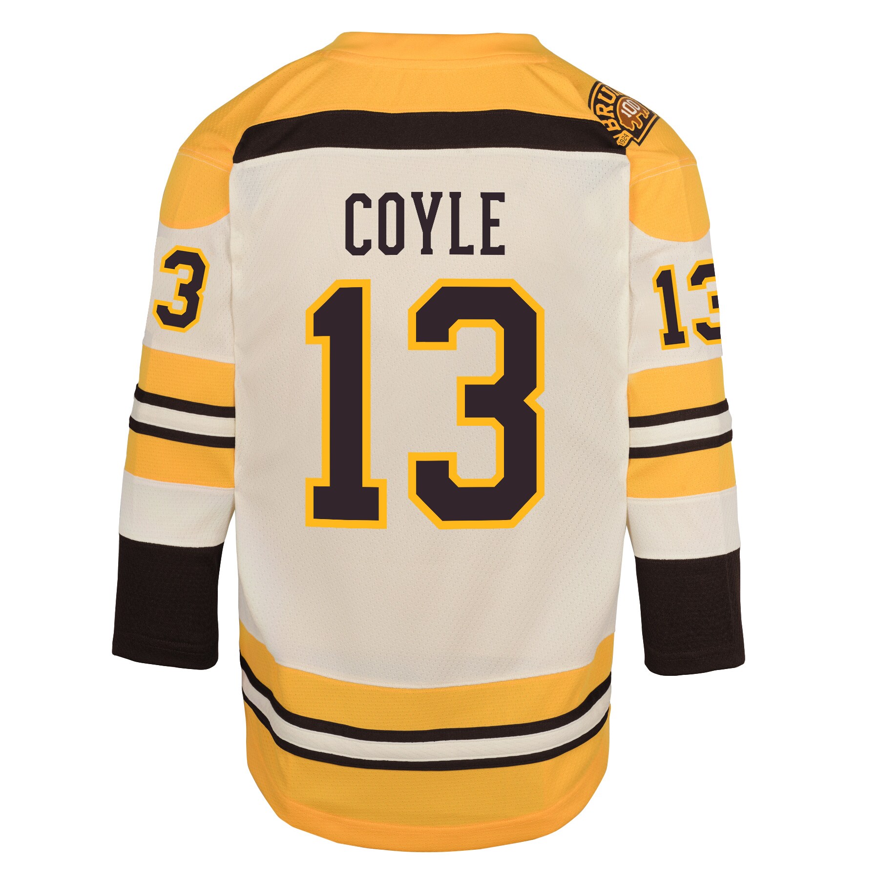 Charlie Coyle Boston Bruins Youth 100th Anniversary Replica Player Jersey - Cream - vstockx