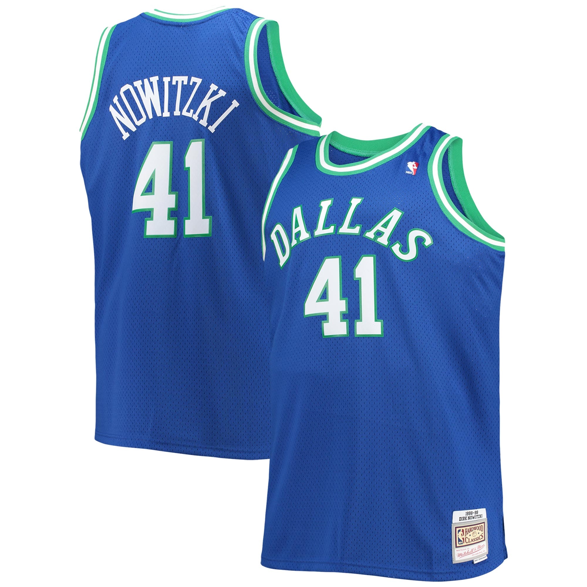 Dirk Nowitzki Dallas Mavericks Mitchell & Ness Big & Tall 1998/99 Hardwood Classics Swingman Jersey - Blue - vstockx
