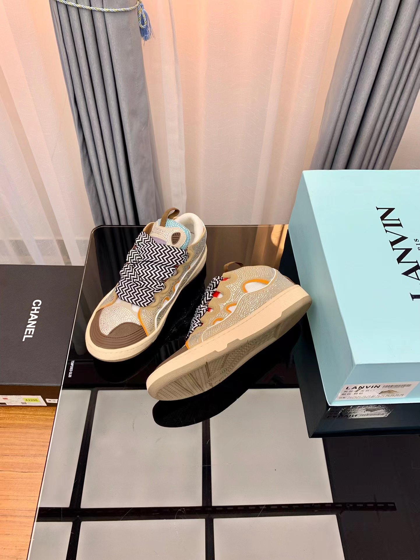 Lanvin Leather Curb Grey sequins - vstockx