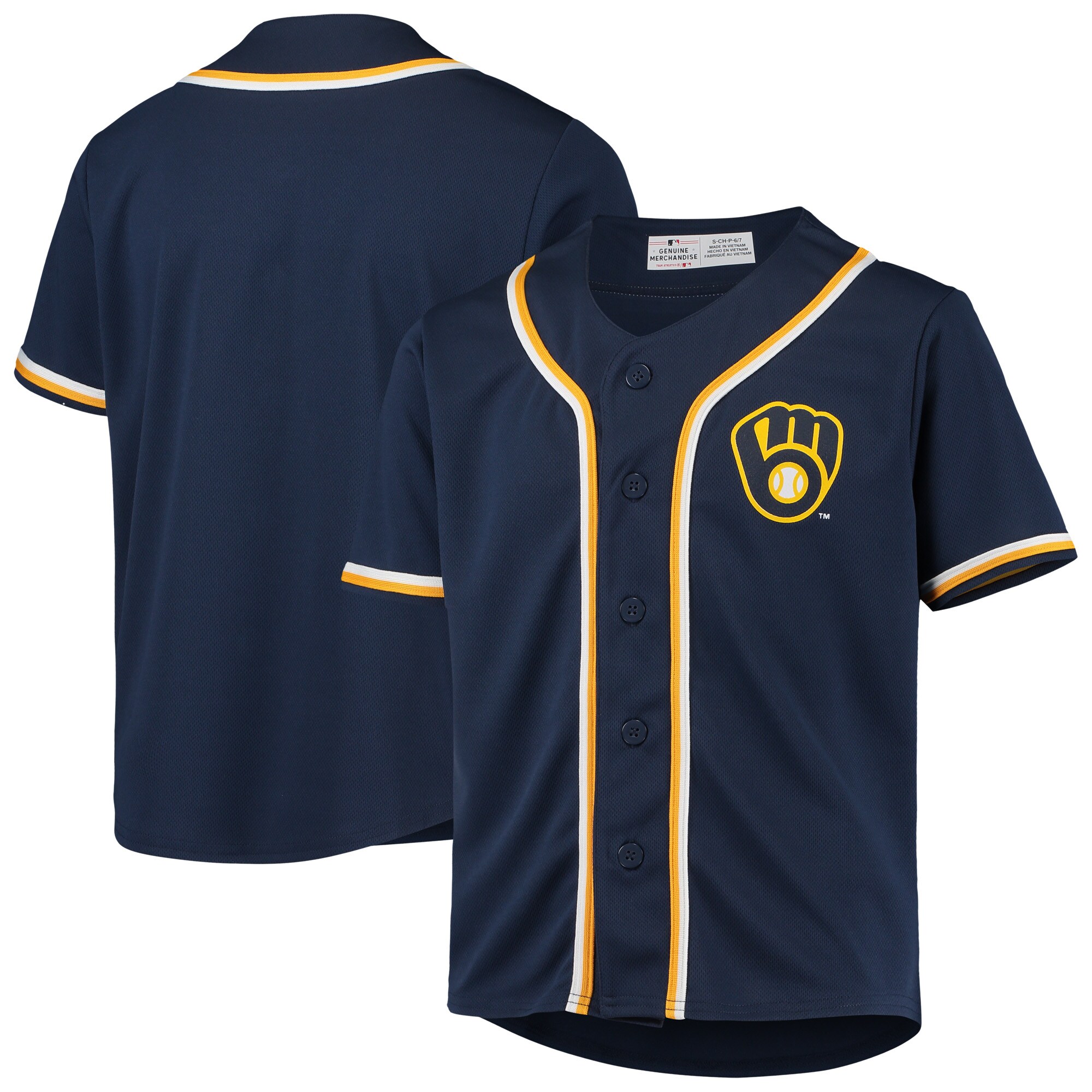 Youth Navy Milwaukee Brewers MLB Team Jersey - vstockx