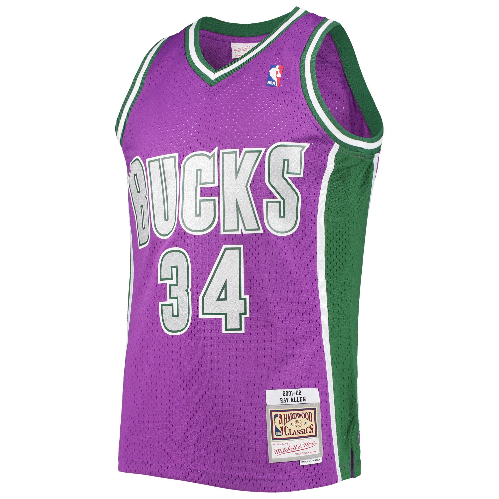 Ray Allen Milwaukee Bucks Mitchell & Ness Hardwood Classics Swingman Jersey - Purple - vstockx