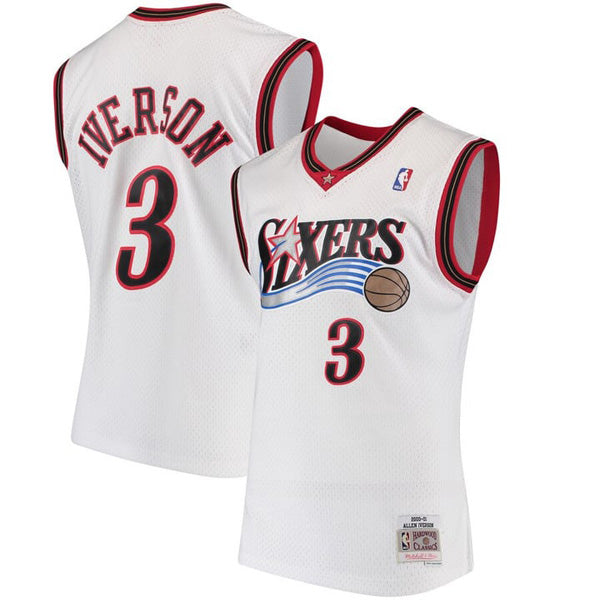 Men's Philadelphia 76ers Allen Iverson 1997 Hardwood Classics Jersey - White - vstockx